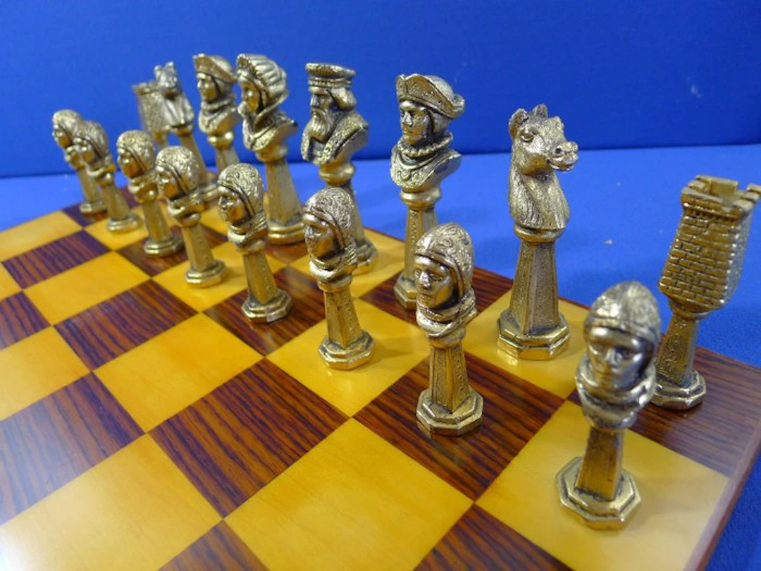 Jeu d'échecs en bronze doré & étamé King 105 mm - Chess...