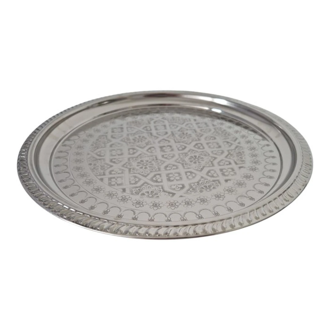 Silver Plated Brass Round Serving Platter - Serving dish - Metal