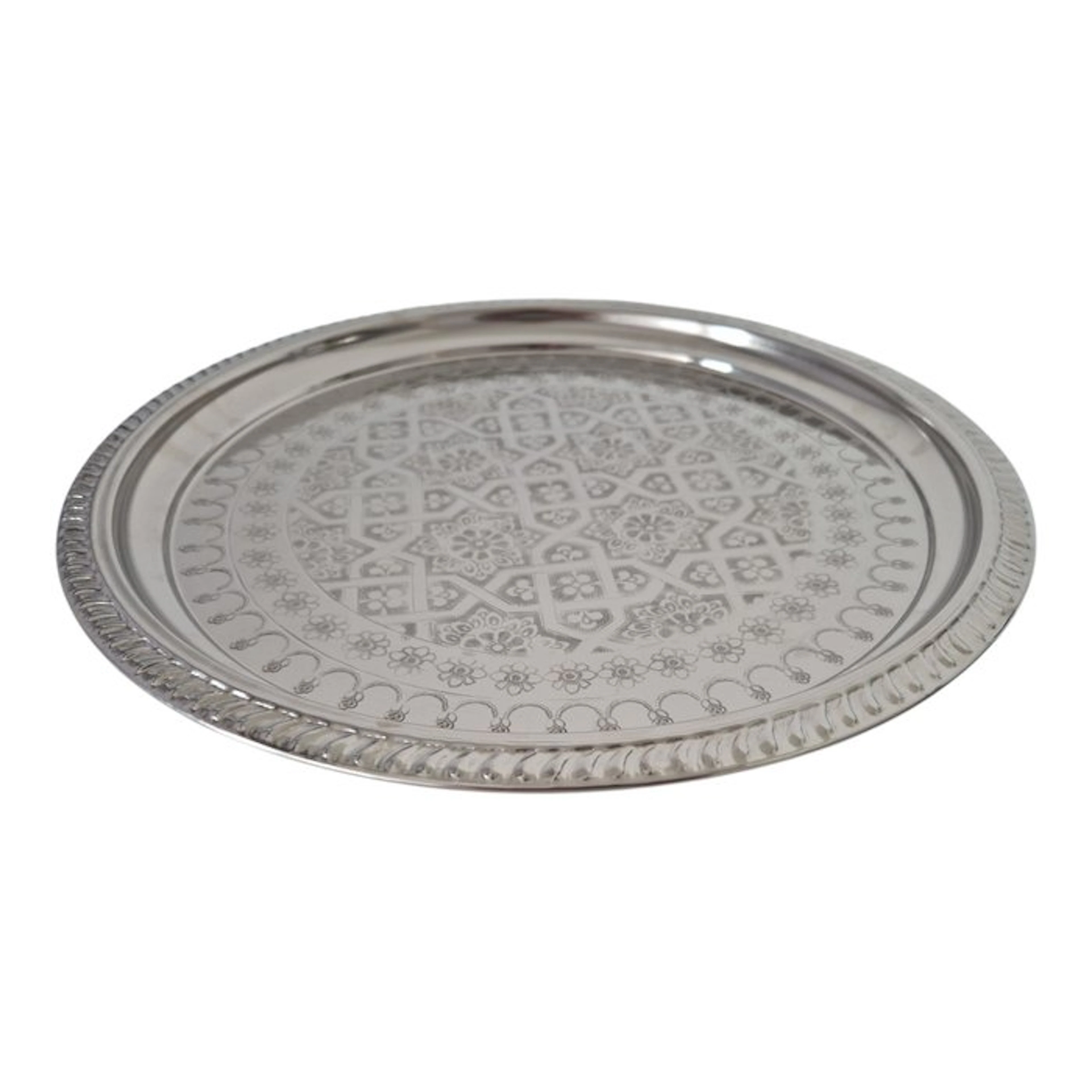 Silver Plated Brass Round Serving Platter - Serving dish - Metal