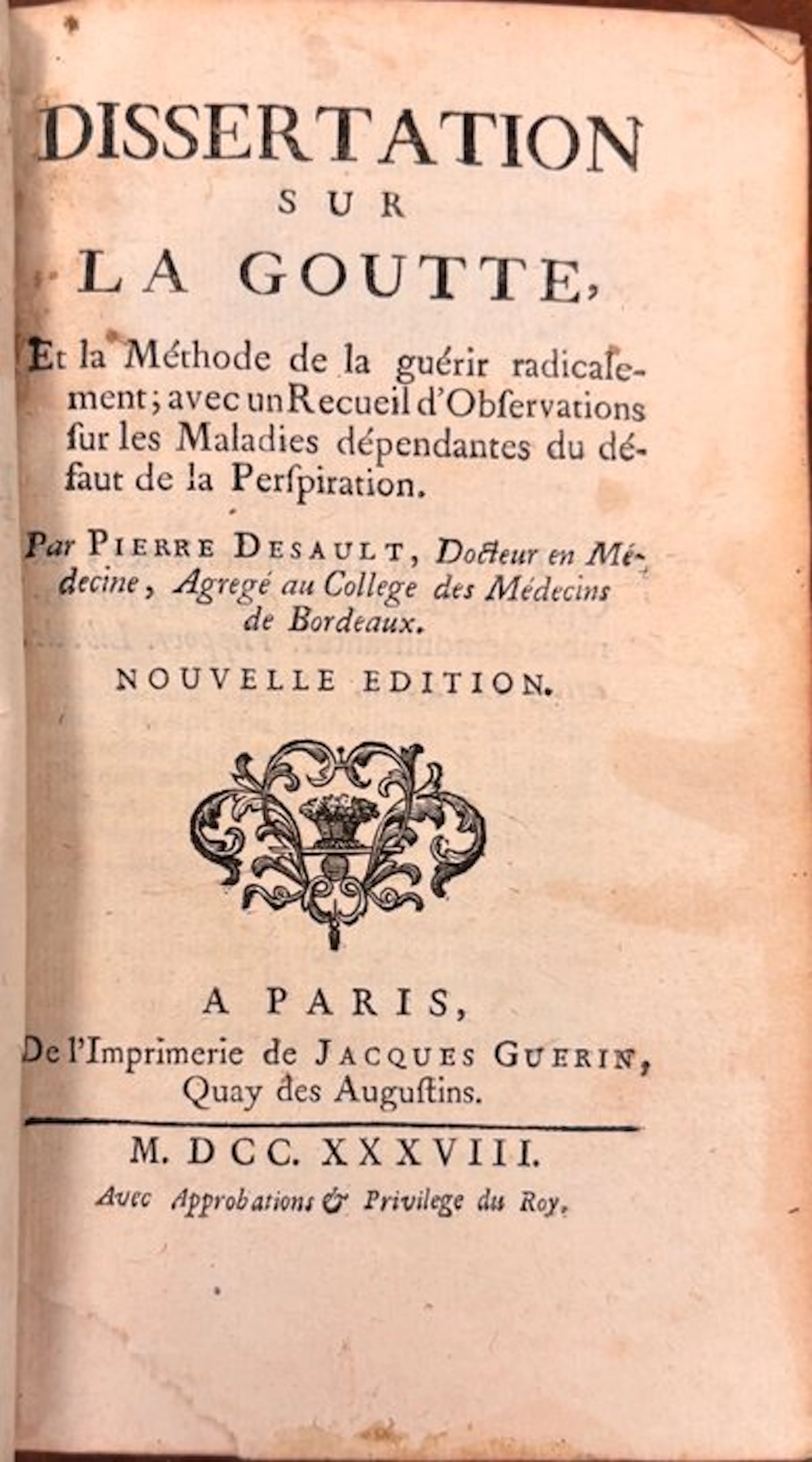 Pierre Desault - Dissertation sur la goutte - 1738
