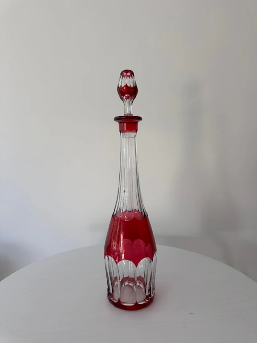 Decanter - Val Saint Lambert - Large "Seville" Cranberry...