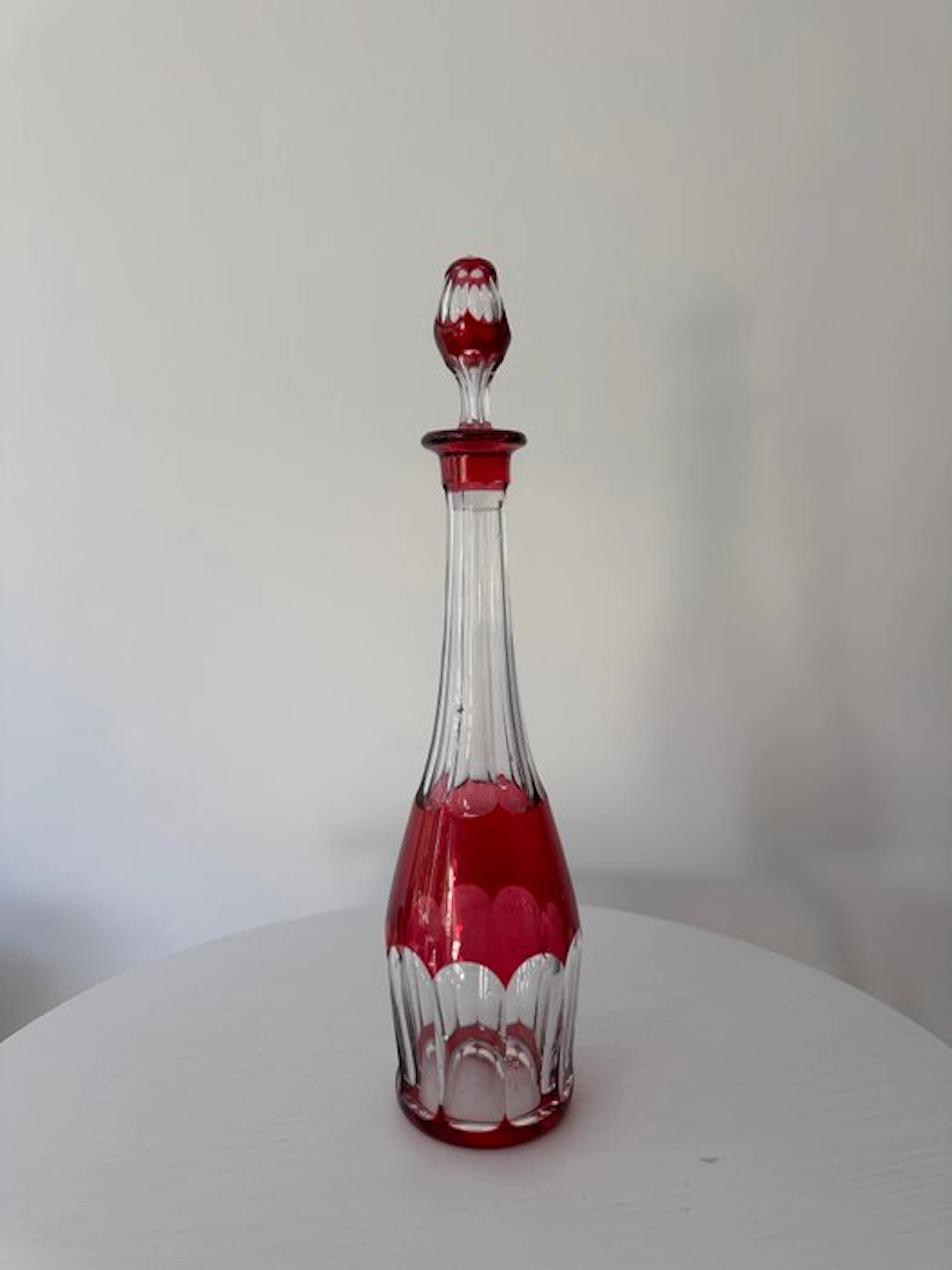Decanter - Val Saint Lambert - Large "Seville" Cranberry...