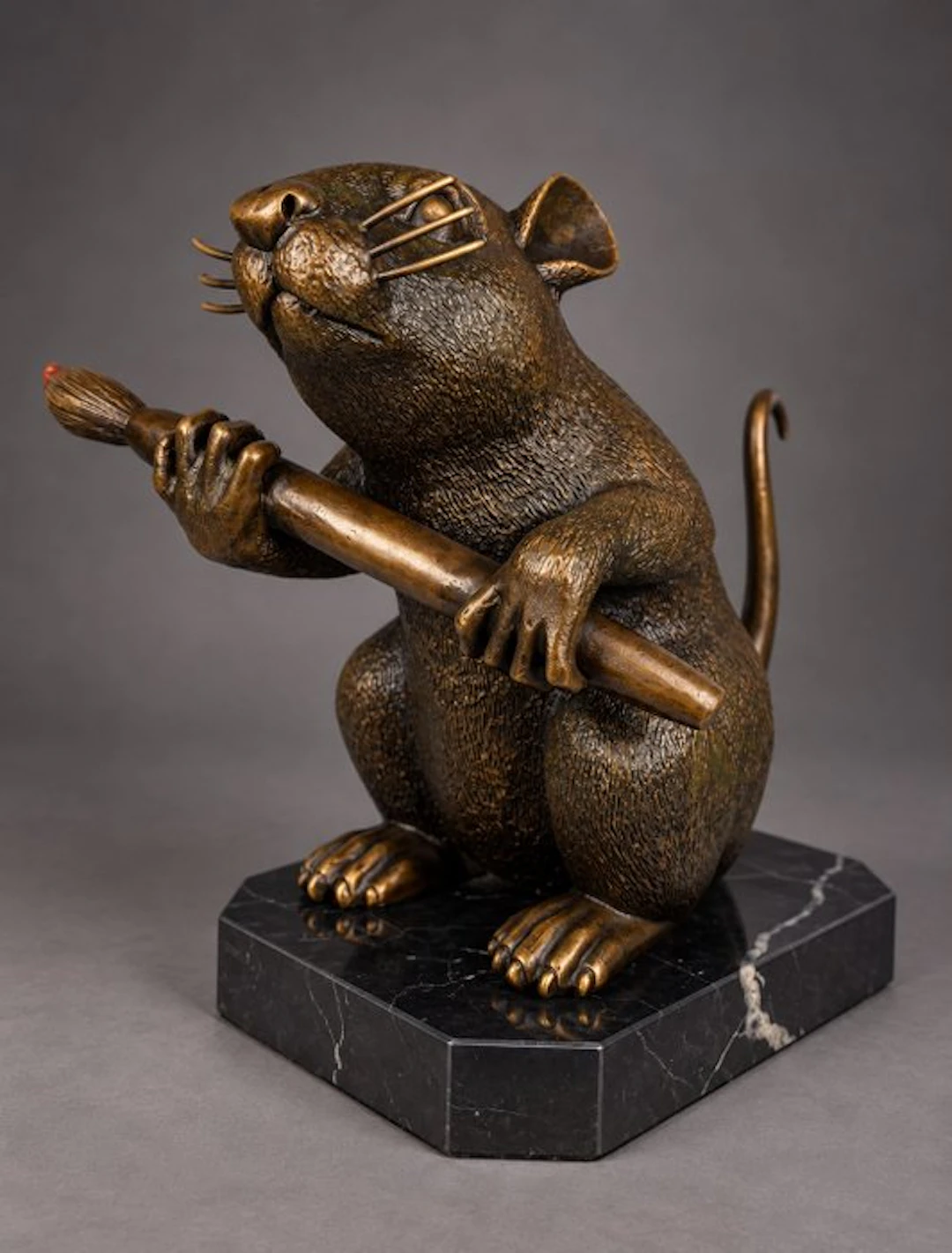 Banksy (after) - Statue, Rat met kwast - 27 cm - Bronze