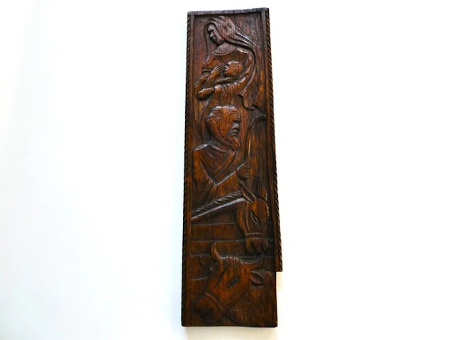 Wall decoration - Handvervaardigd - Religious wood-carved...