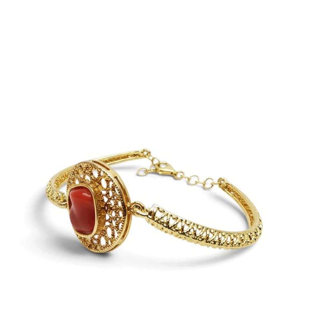 Coral - Silver - Bracelet - handmade