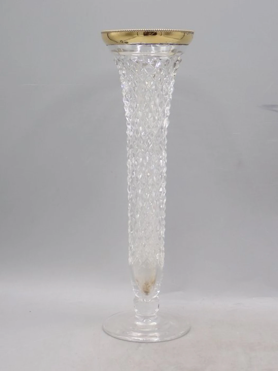 Louis Wolfers - Vase - Cut crystal - Silver gilt rim - .925 silver