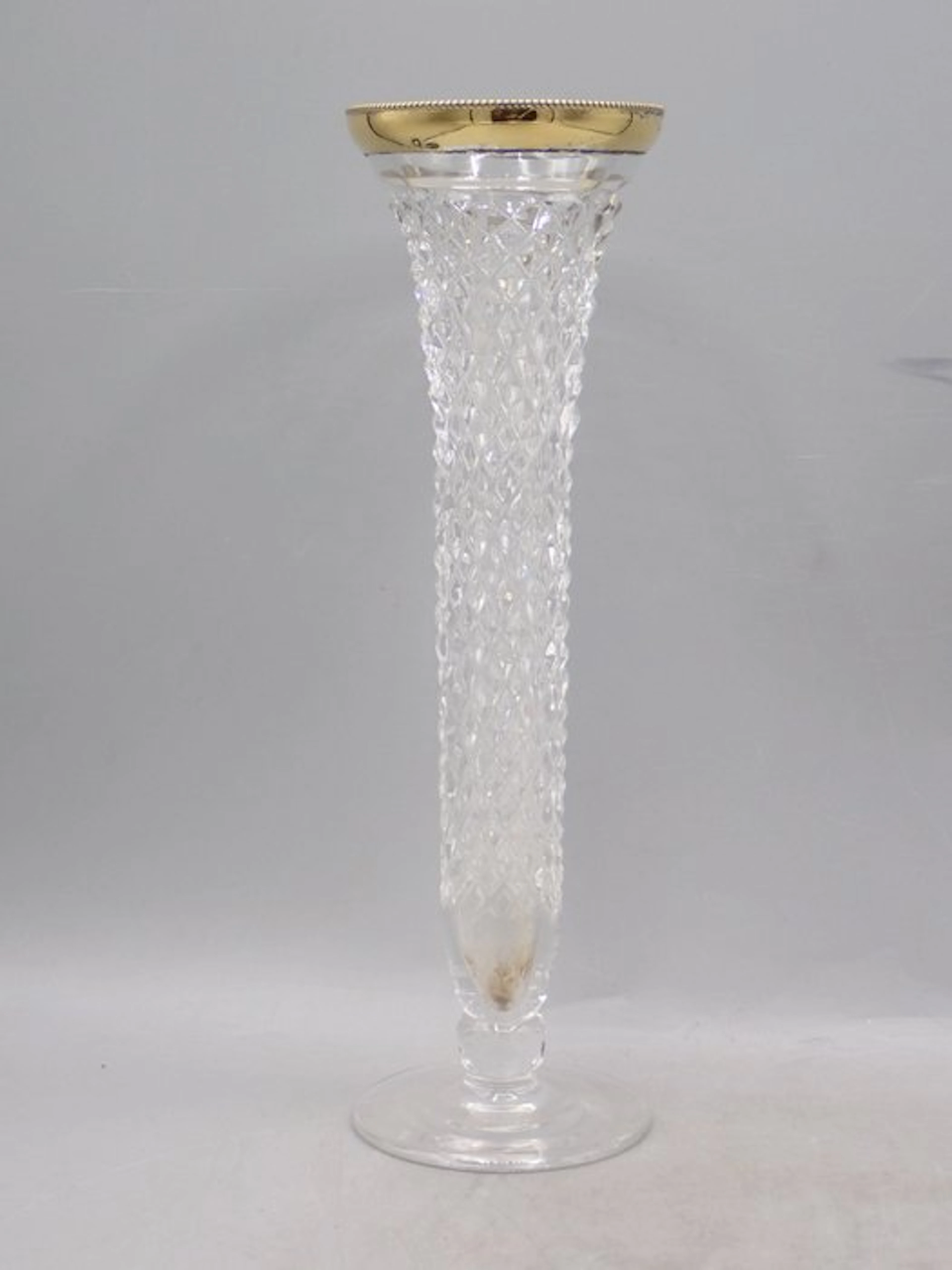 Louis Wolfers - Vase - Cut crystal - Silver gilt rim - .925 silver