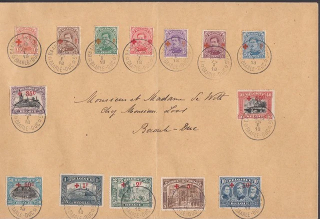 Belgium 1918 - Red Cross - OBP : 150/163 op 1 brief van en naar Baarle Hertog