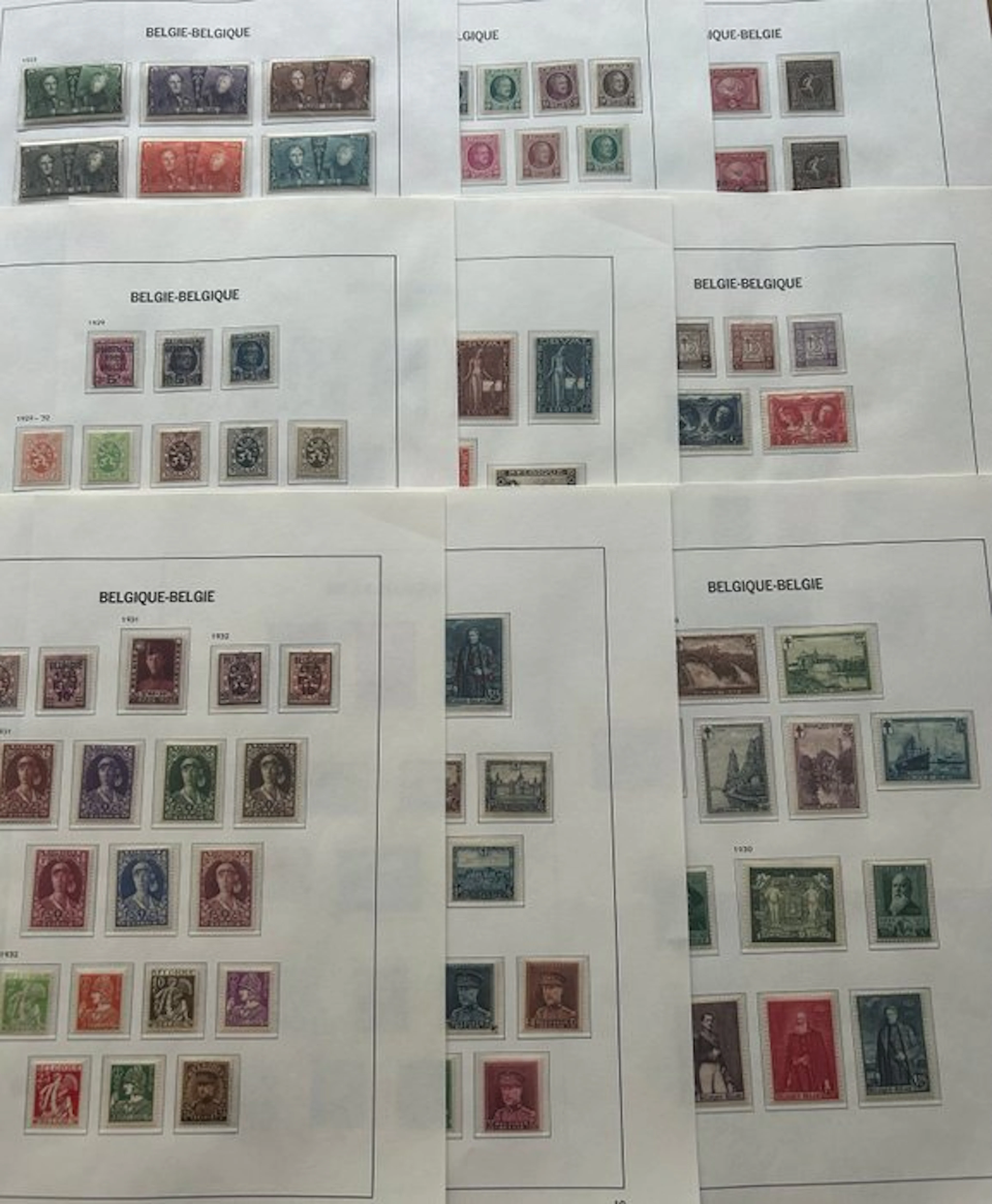Belgium 1920/1932 - Complete collection on Davo album pages 12–20