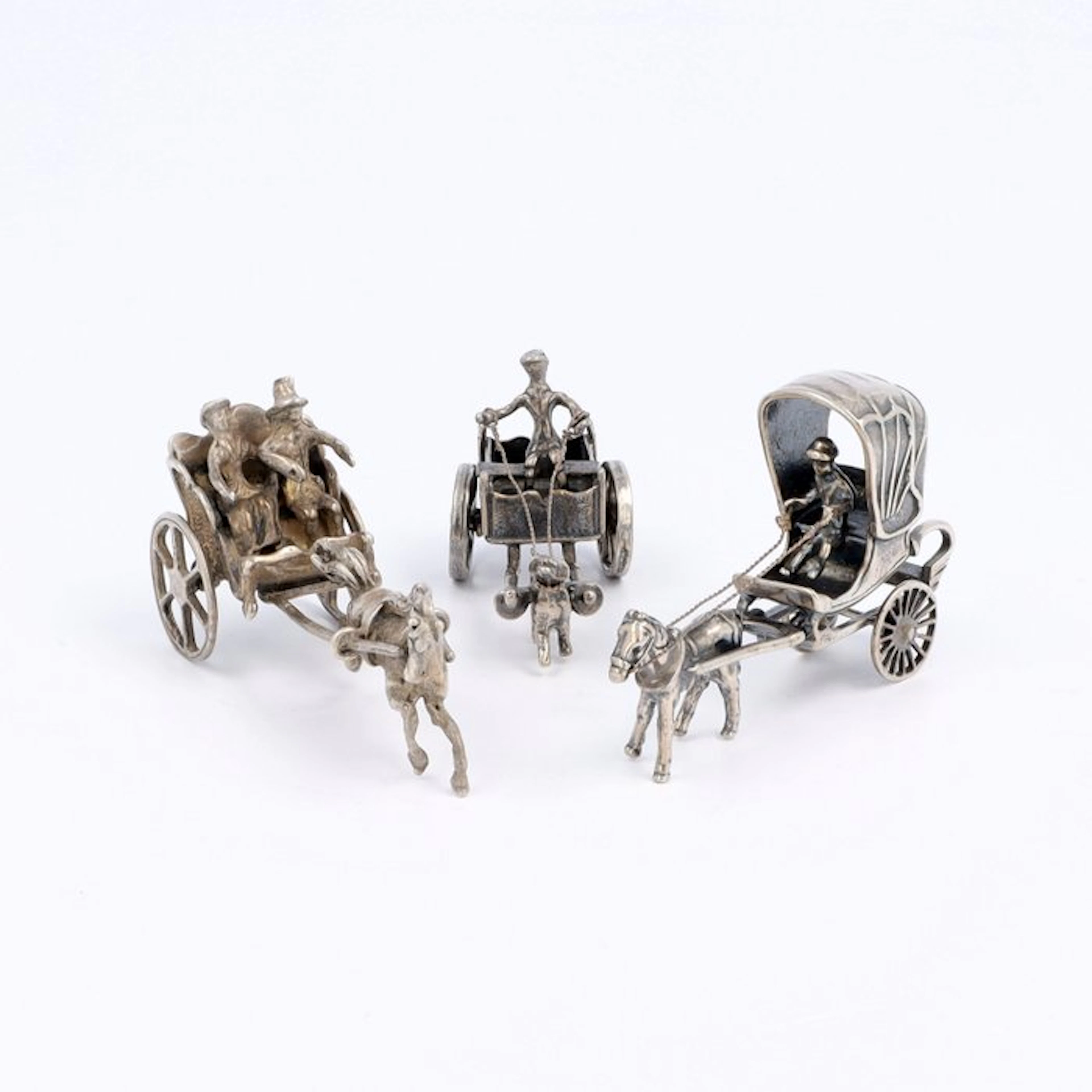 Argentor. Sulky & hondenkar - Figurine (3) - .835 silver