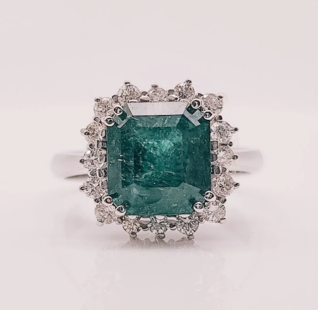 Ring - 14 kt. White gold - 5.32ct. tw. Tourmaline - Diamond - IGE Certificate