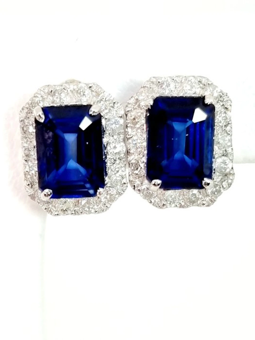 Earrings - 18 kt. White gold Sapphire - Diamond
