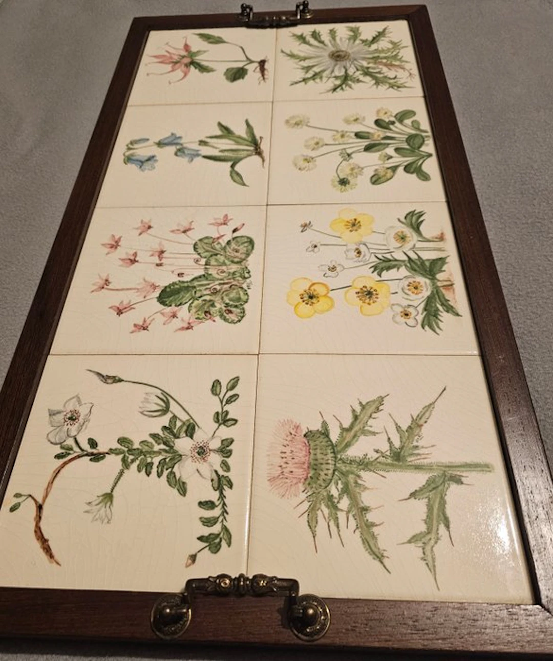 Tray - Stoneware, Wood, Gold plated - To be mounted on the wall.