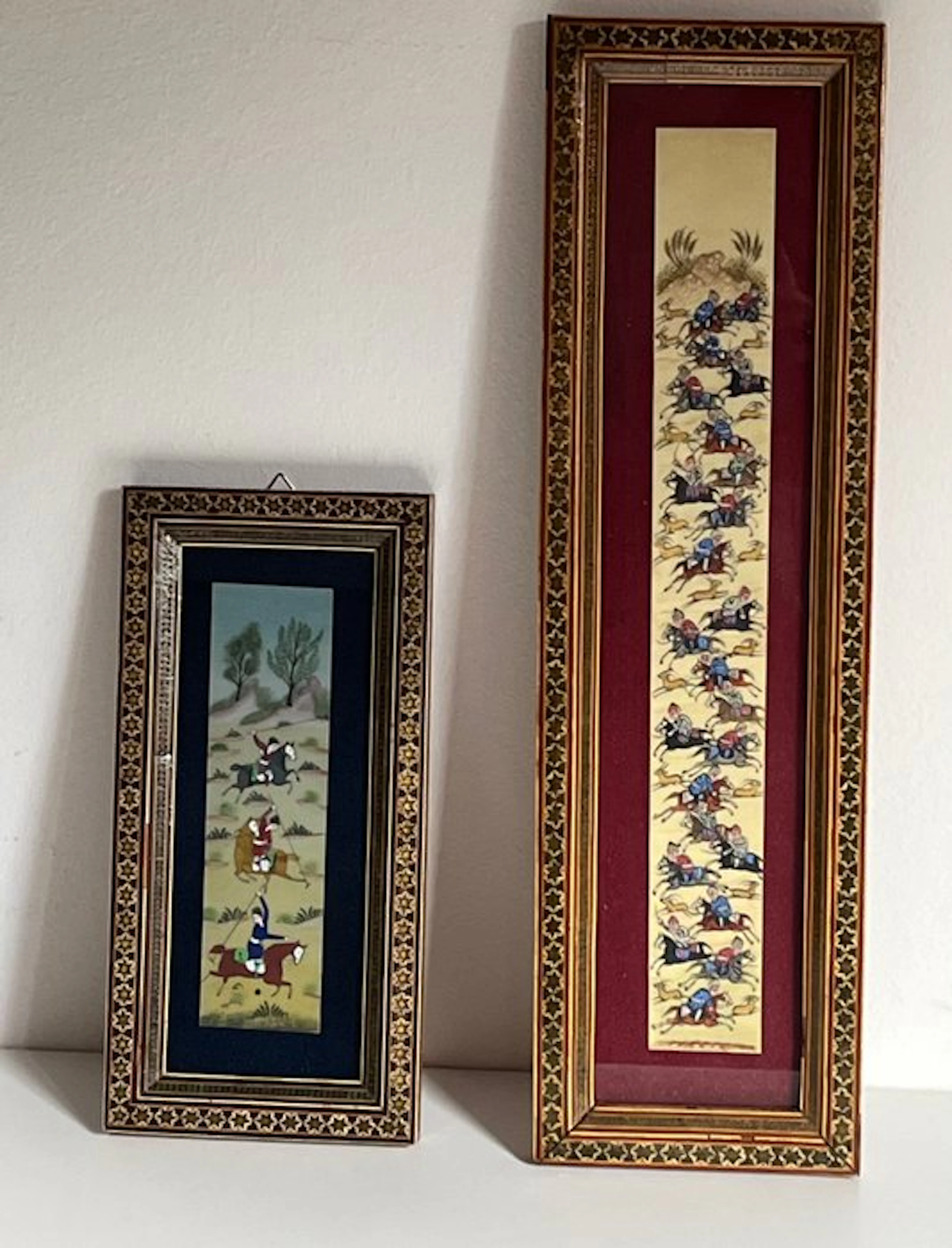 Miniature paintings in Khatamkari frames - Middle East...