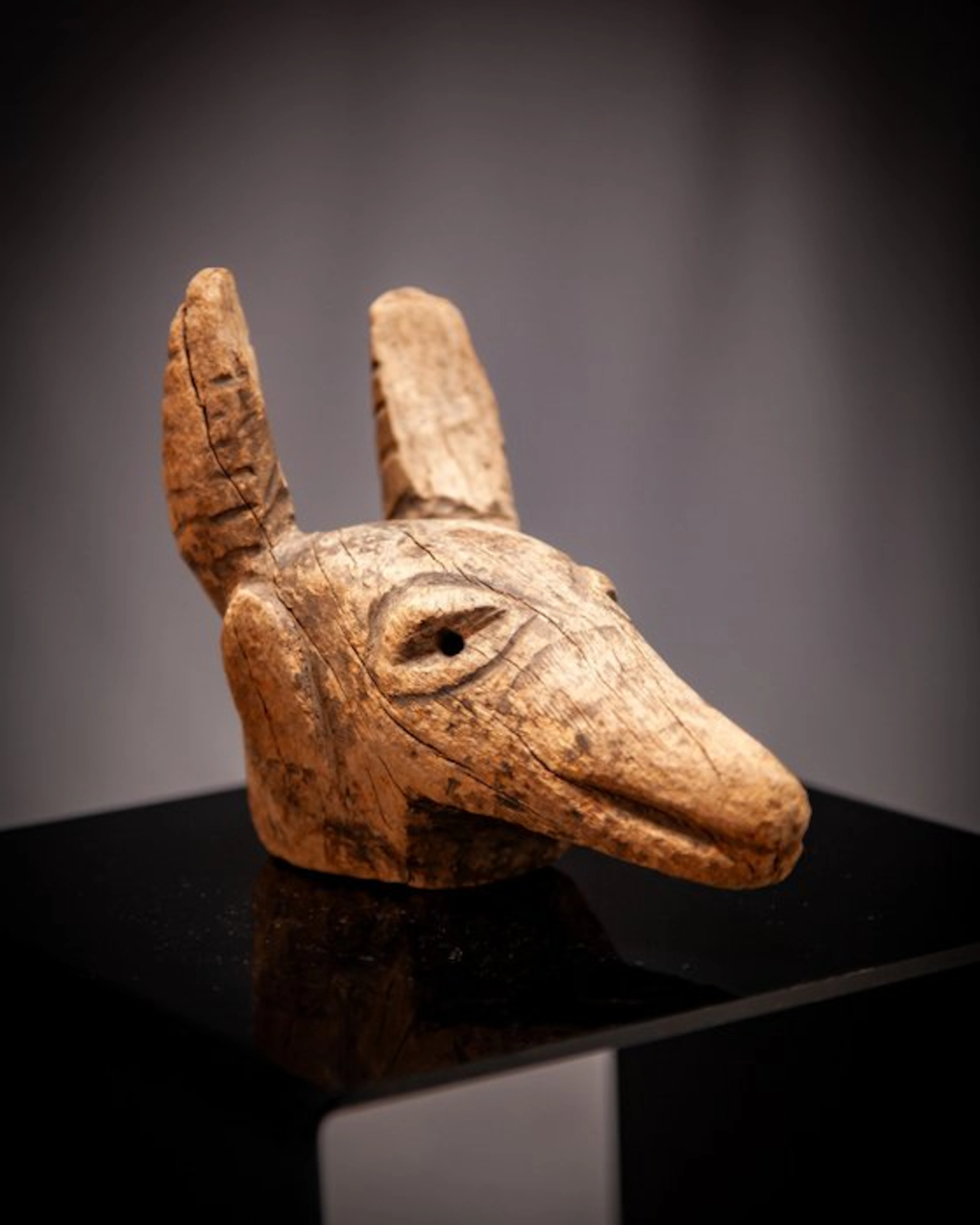 Carved Wood Zoomorphic Marionette Head - Sogo Kun...