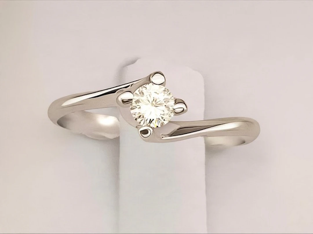 No reserve price - Ring - 14 kt. White gold Diamond (Natural)