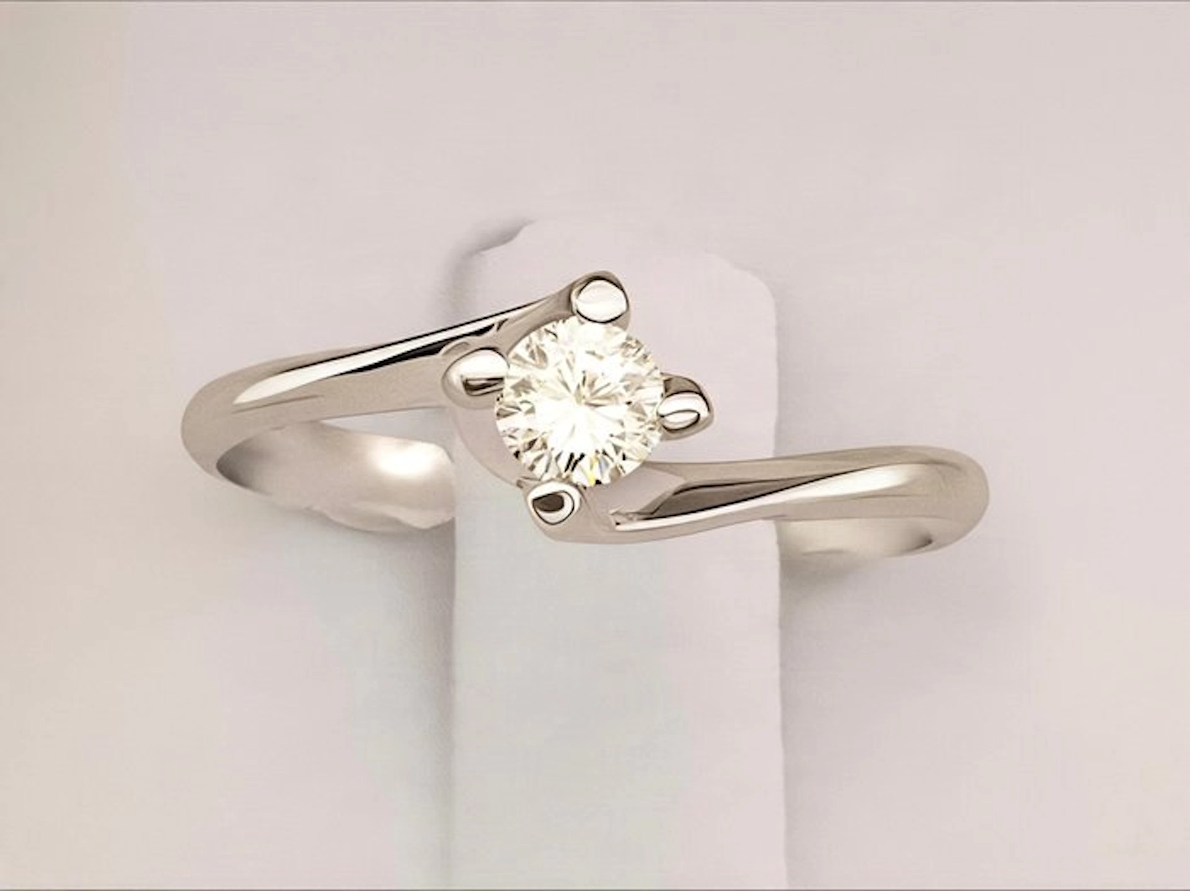 No reserve price - Ring - 14 kt. White gold Diamond (Natural)
