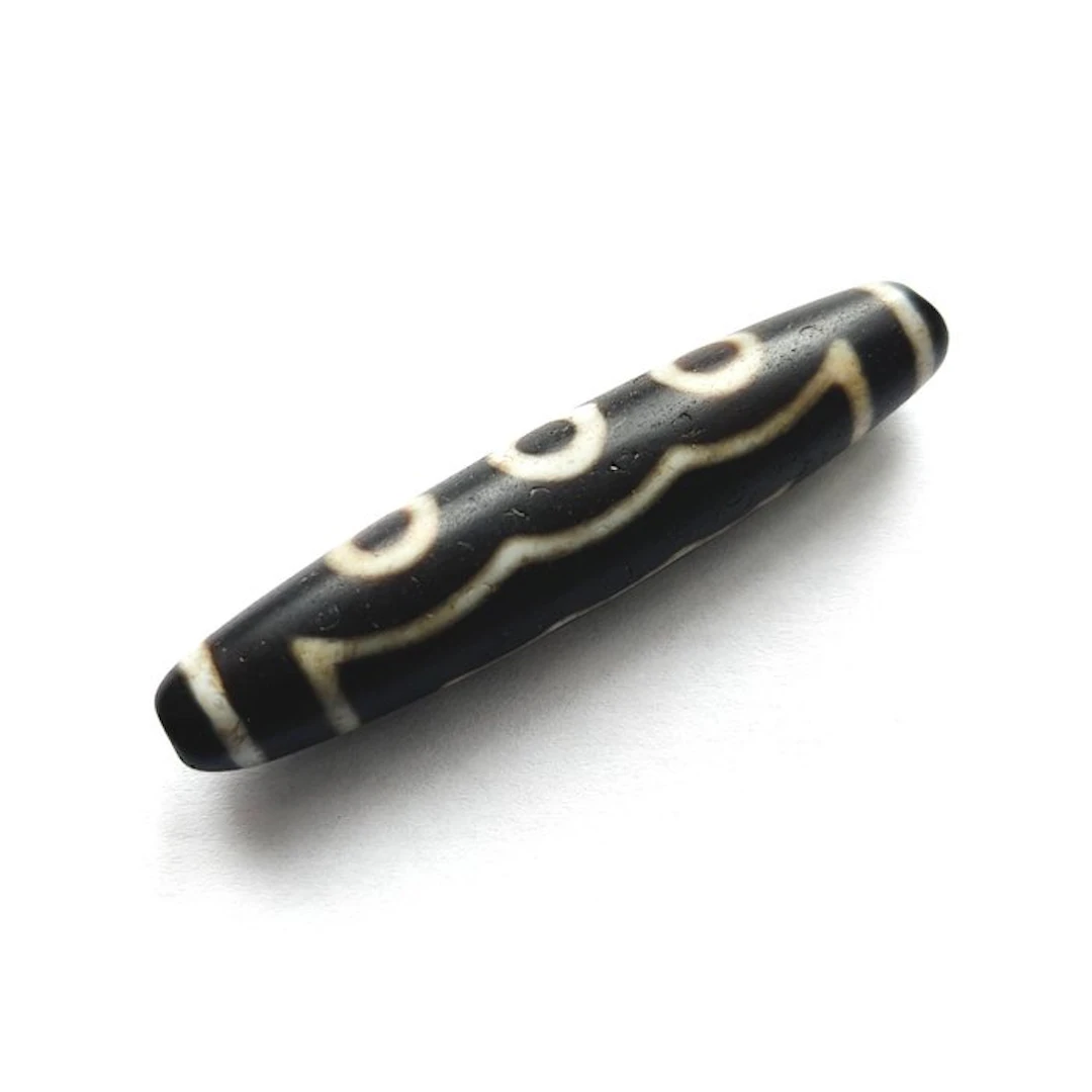 Ancient Tibetan/Burmese Etched Agate Bead Talisman with 5 Buddha's Eyes - 55 mm