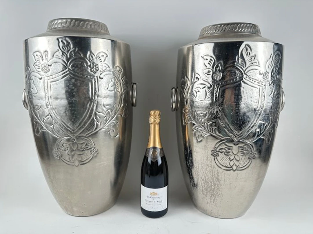 Vase - Metal - A pair of large (56 cm) vases