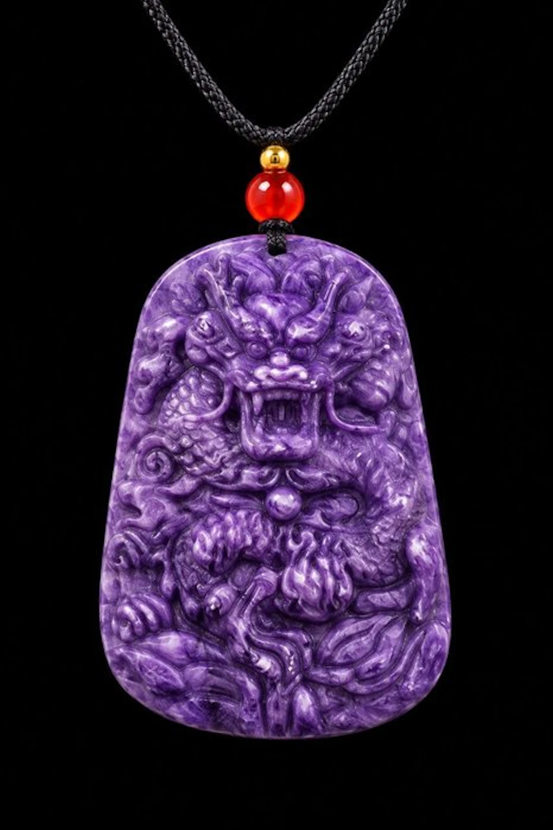 Top-quality natural charoite dragon Feng Shui pendant - Pendant - Pendant