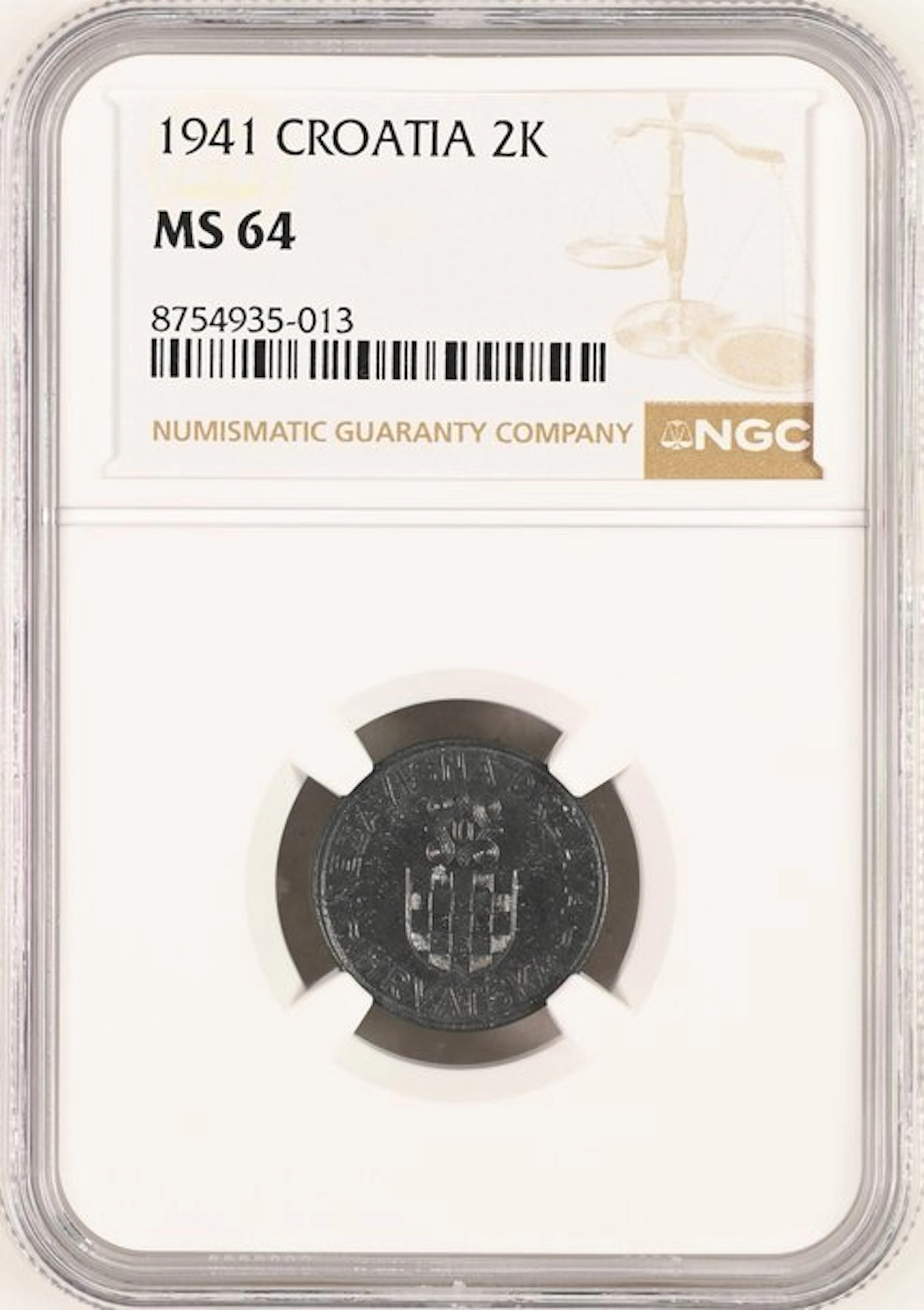 Croatia. 2 Kune 1941 NGC - MS 64 (No reserve price)
