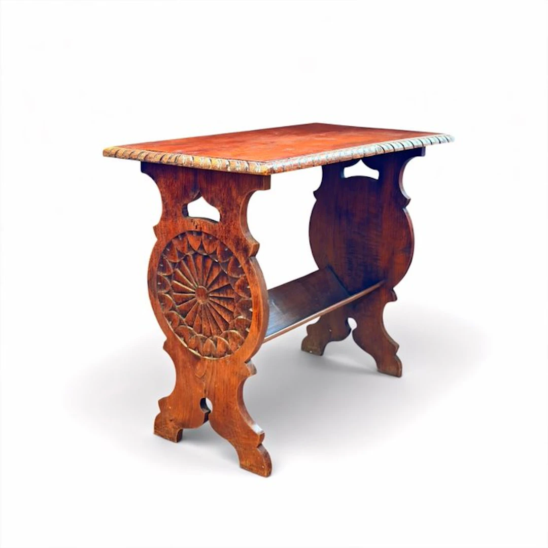 Side table - rose window - Oak - Neo-Gothic