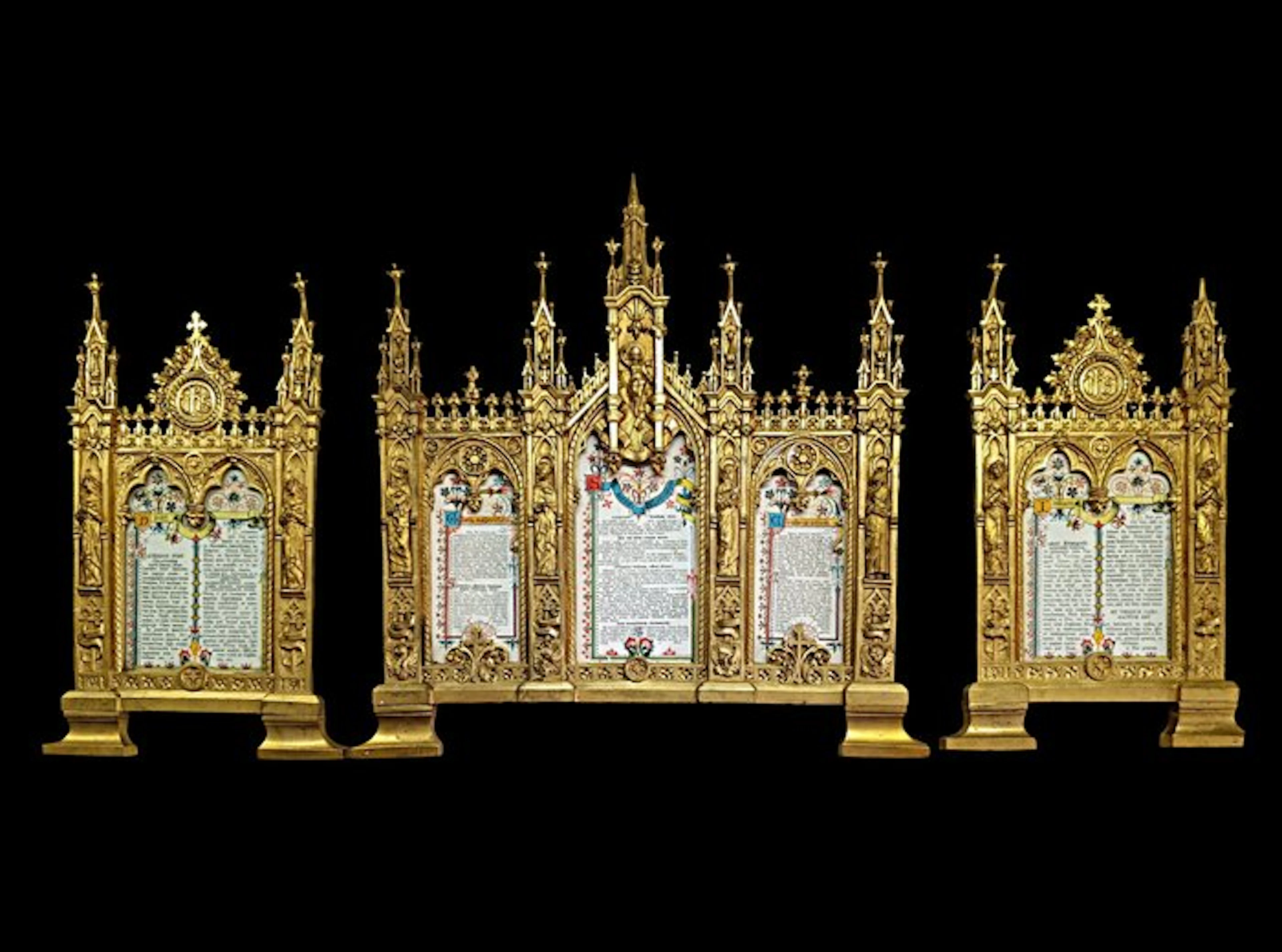 Triptych of Cartaglorie (3) - Gilt bronze - Early 20th century