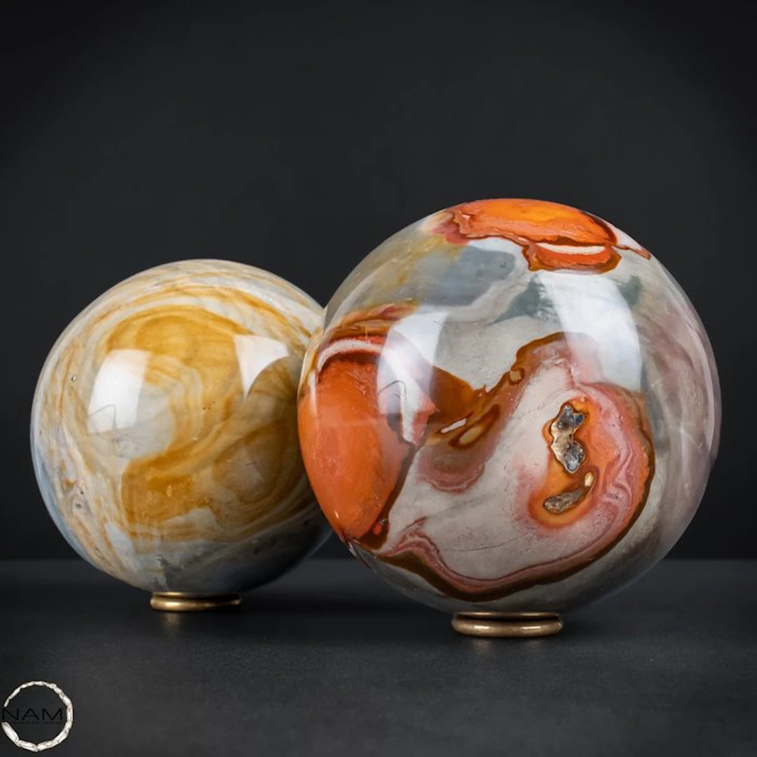 Exclusive Polychrome Jasper Ball Duo – fascinating play...