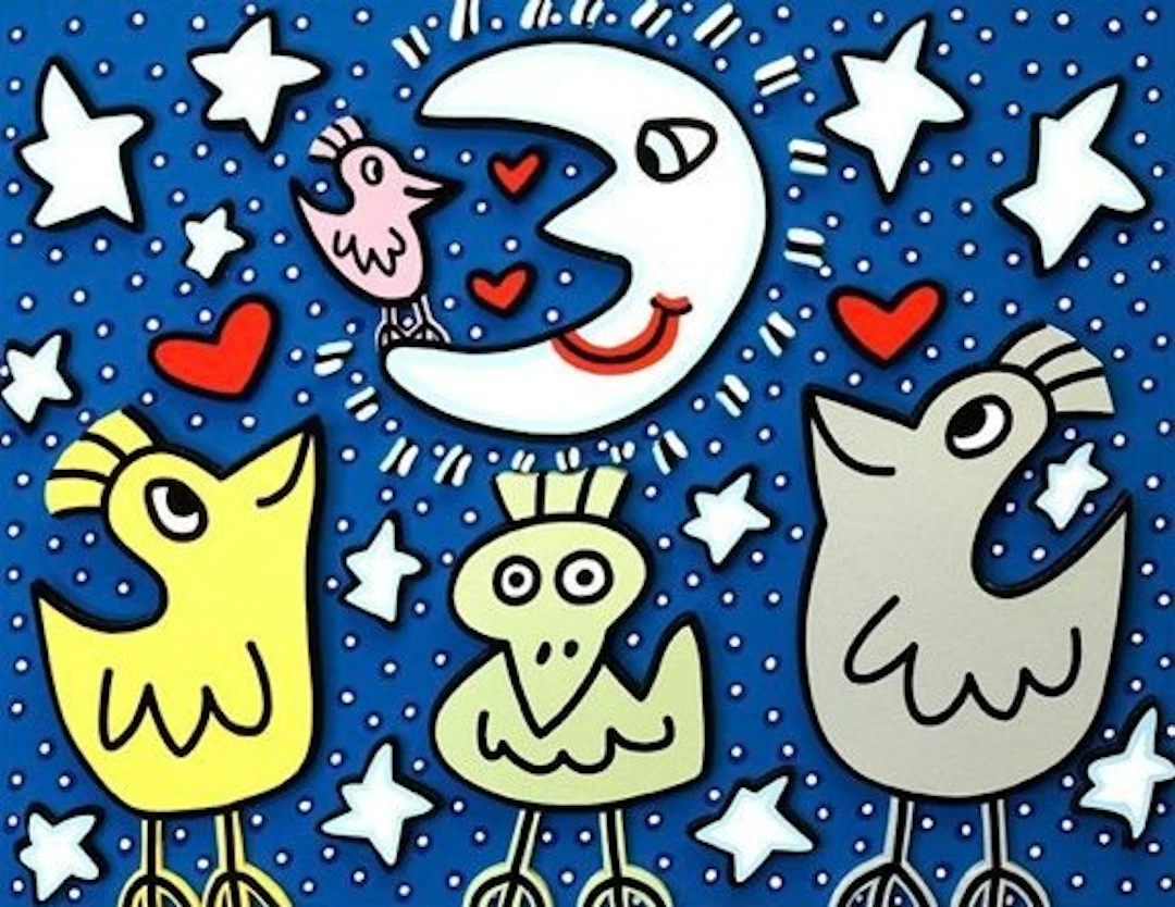 James Rizzi (1950-2011) - The Birds Love The Moon