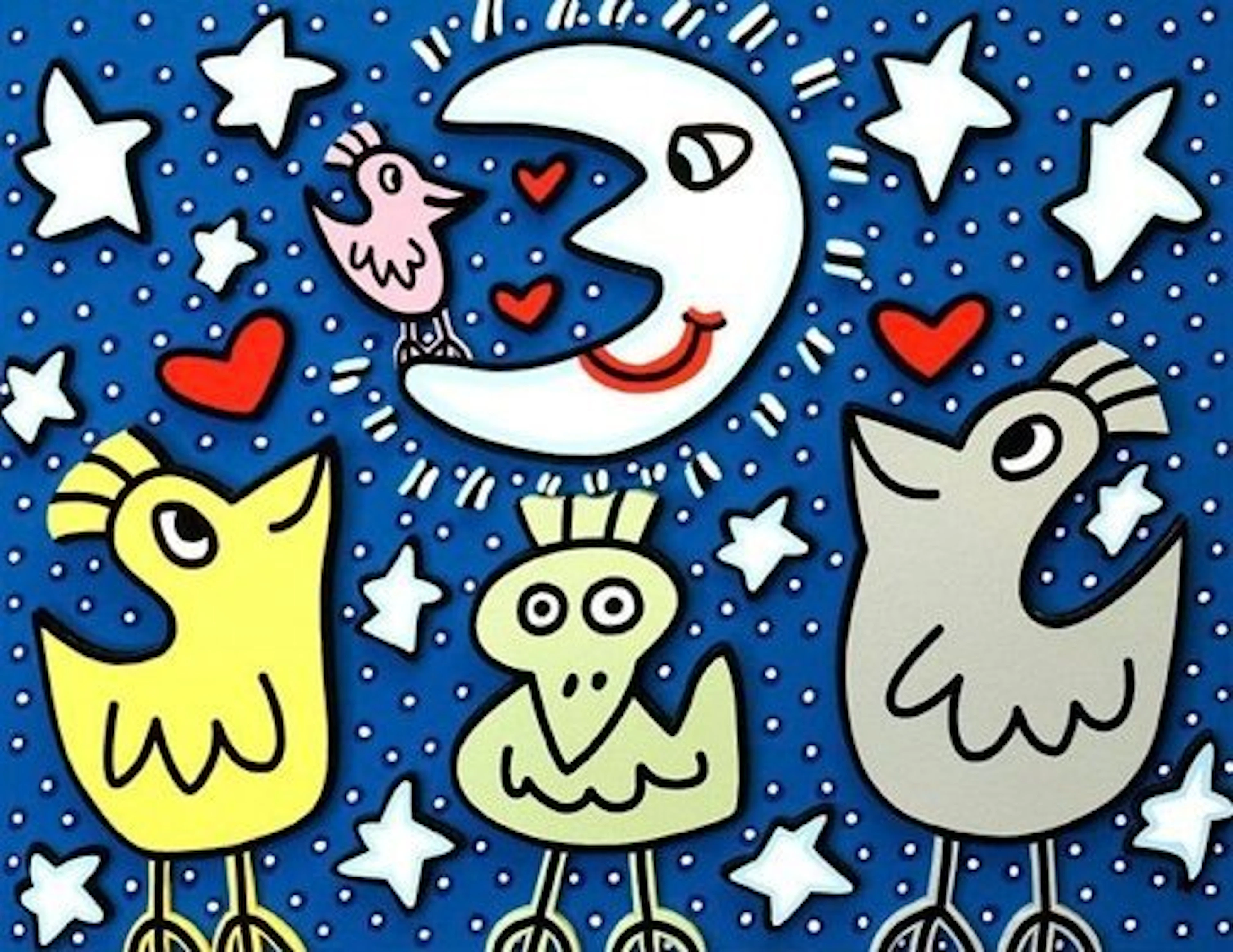 James Rizzi (1950-2011) - The Birds Love The Moon