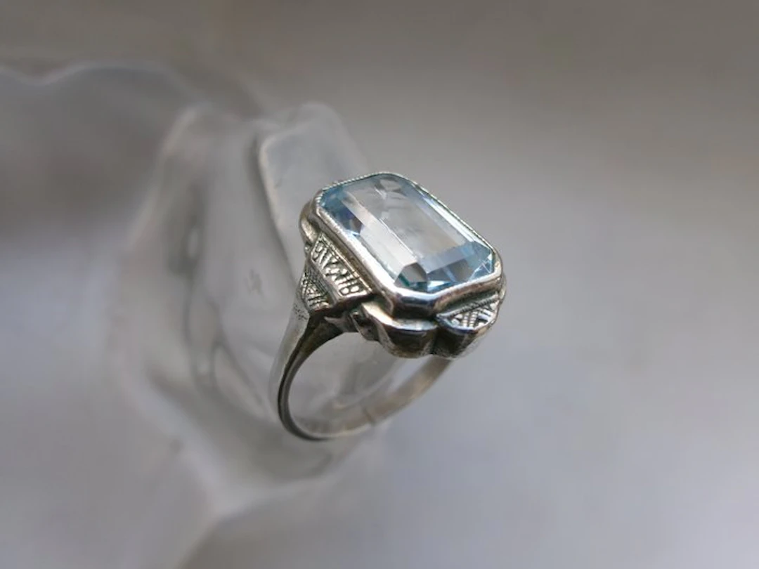 Silver, Spinel - Ring - Art Deco