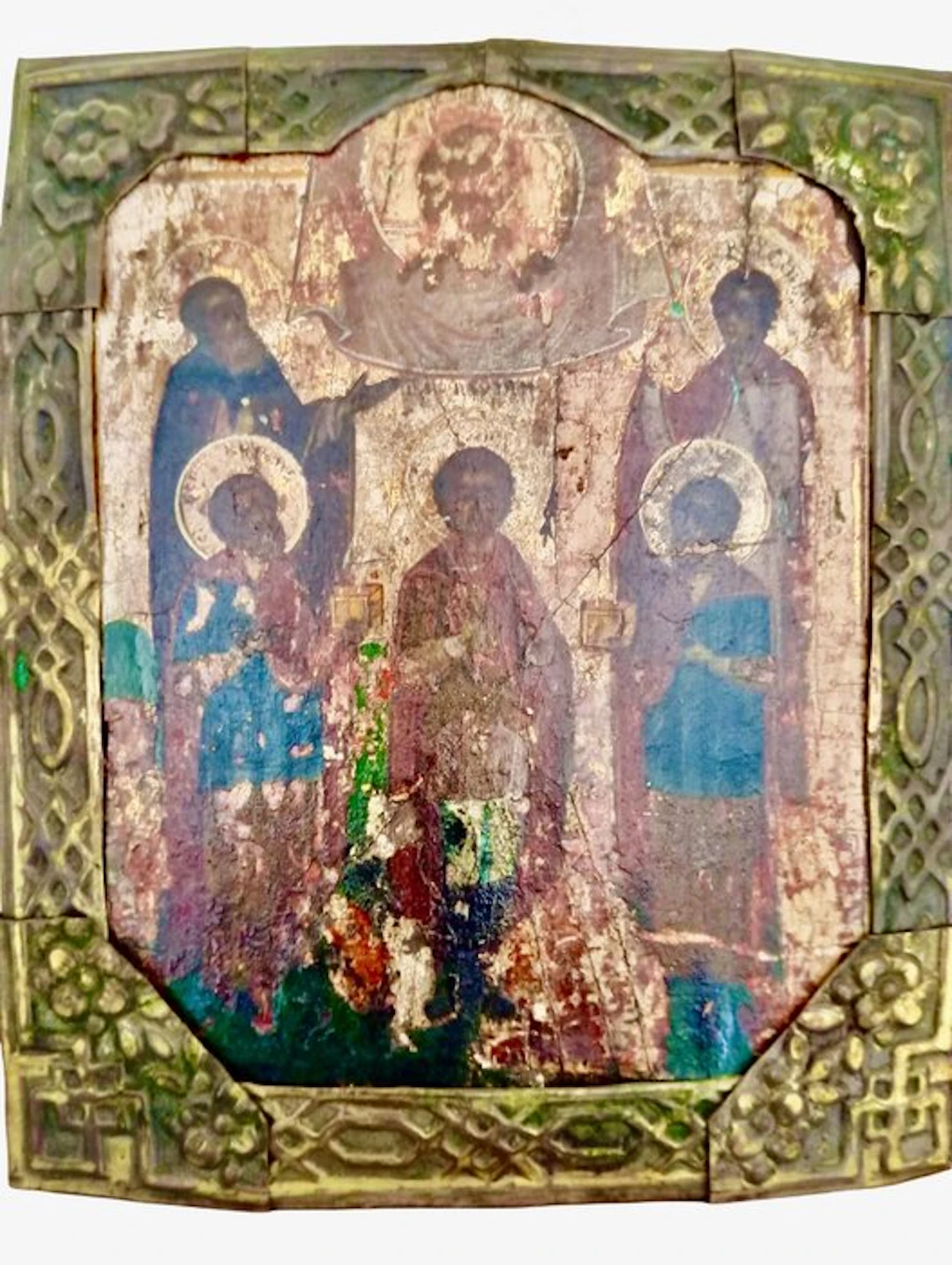 Icon - Five saints - Wood, Brass