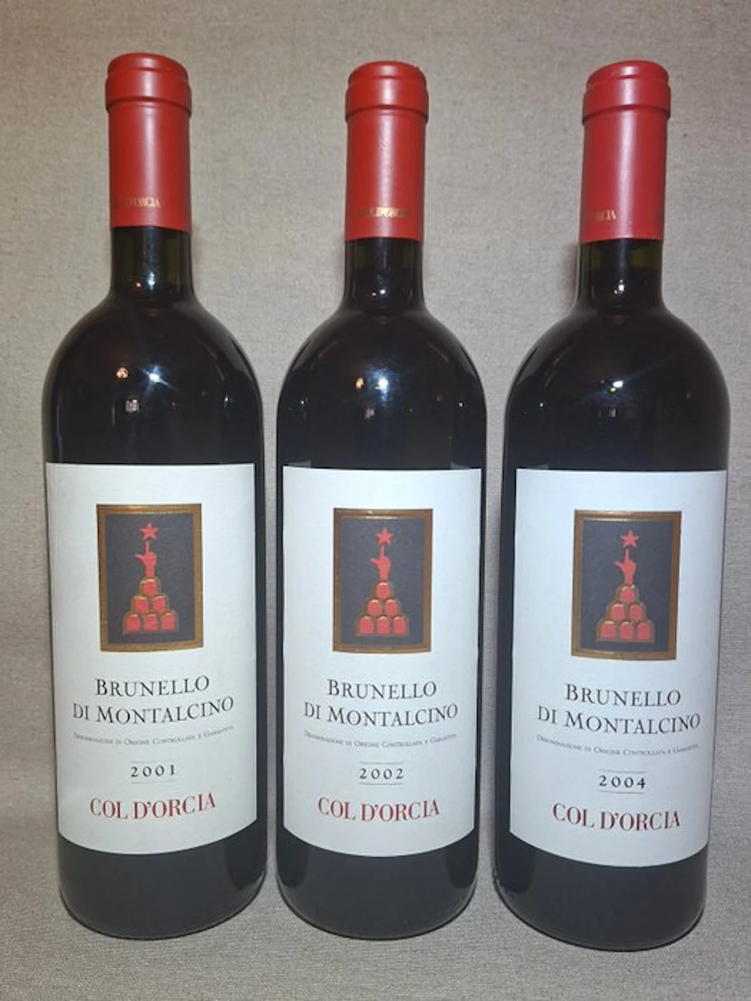 2001 , 2002 & 2004 Col d'Orcia - Brunello di Montalcino - 3 Bottles (0.75L)