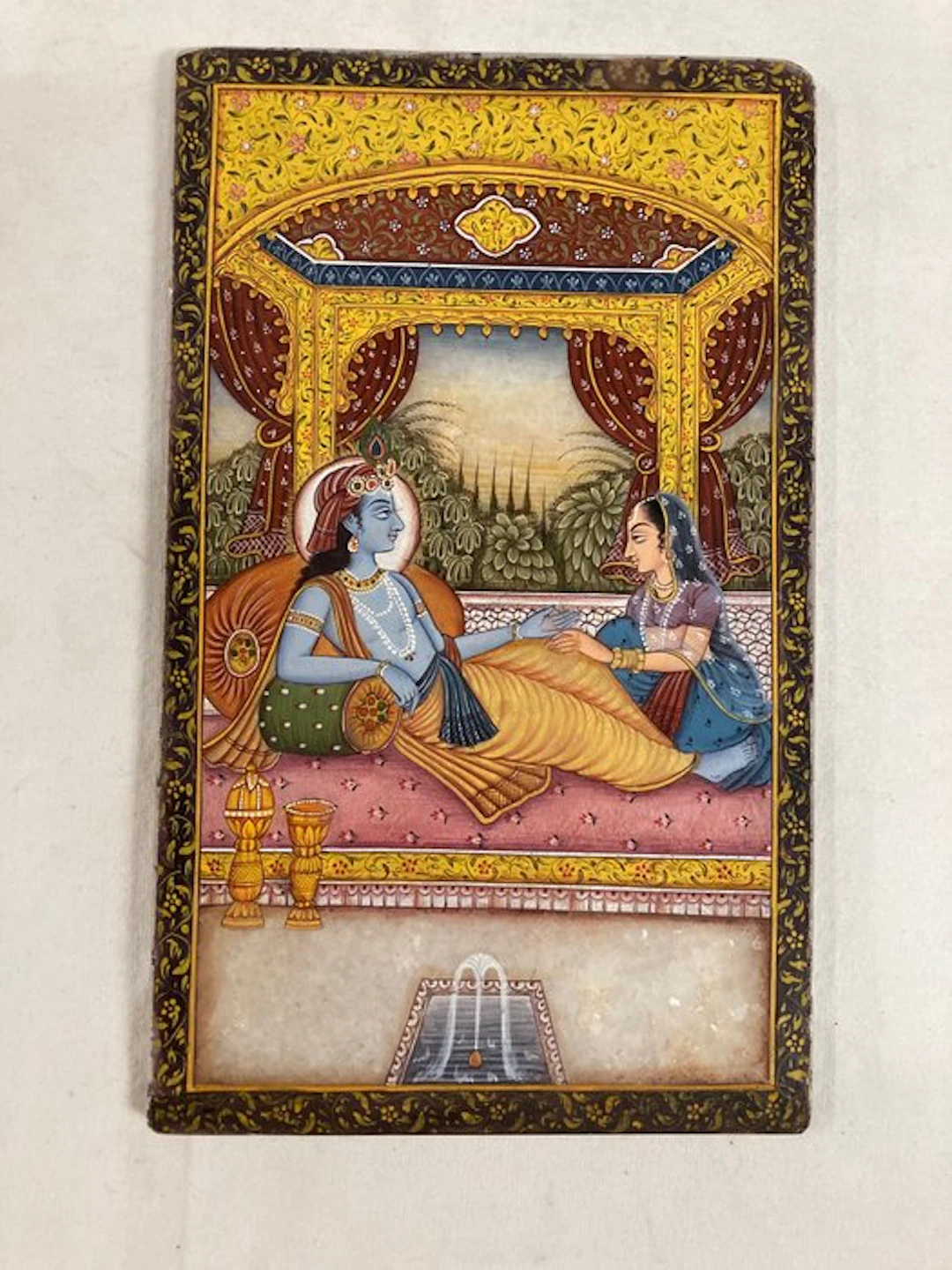 Fine miniature painting on marble - Marble - India - 20th century