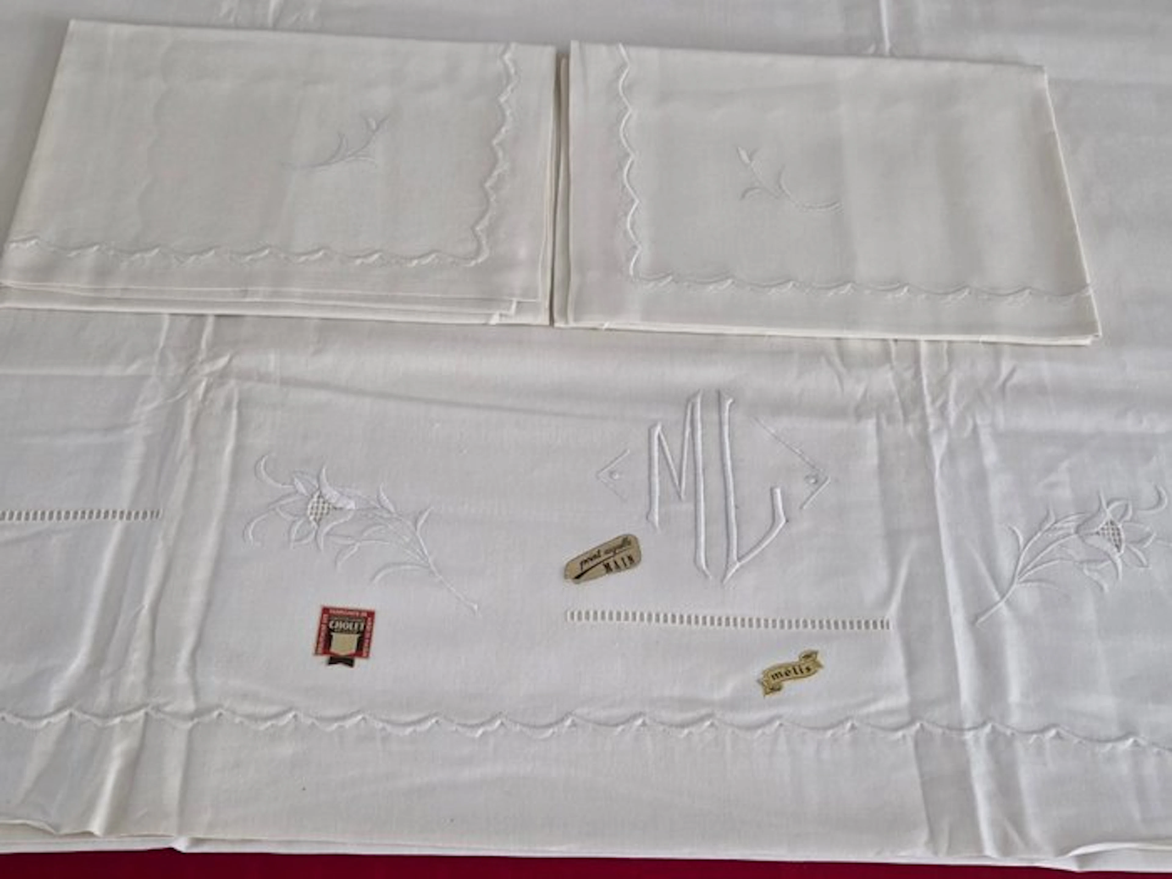 Large sheet with monogram 'ML' - Bed sheet (3) - 304 cm...