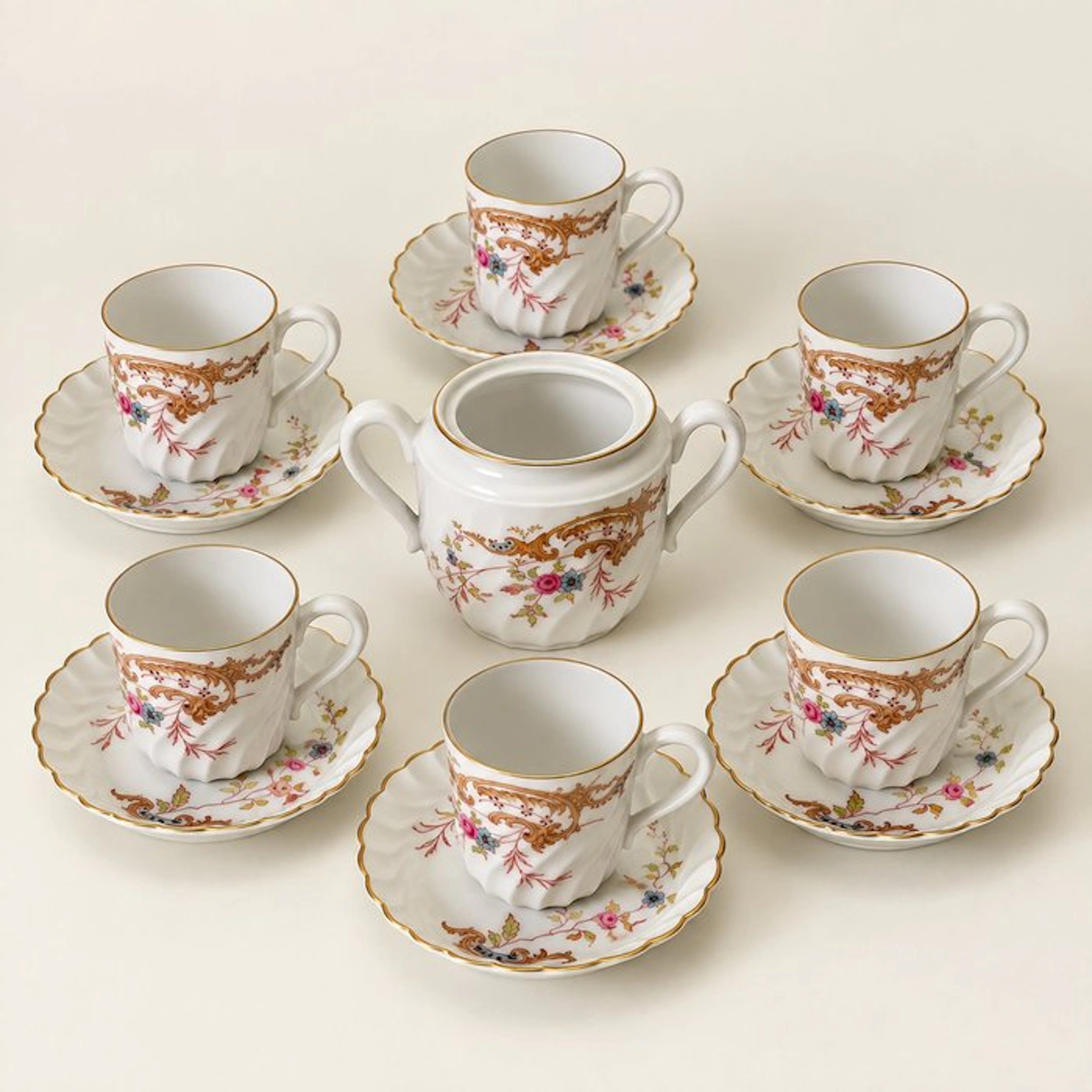 Richard Ginori - Coffee set (7) - Design - Porcelain - Rocaille/Cartouche motif