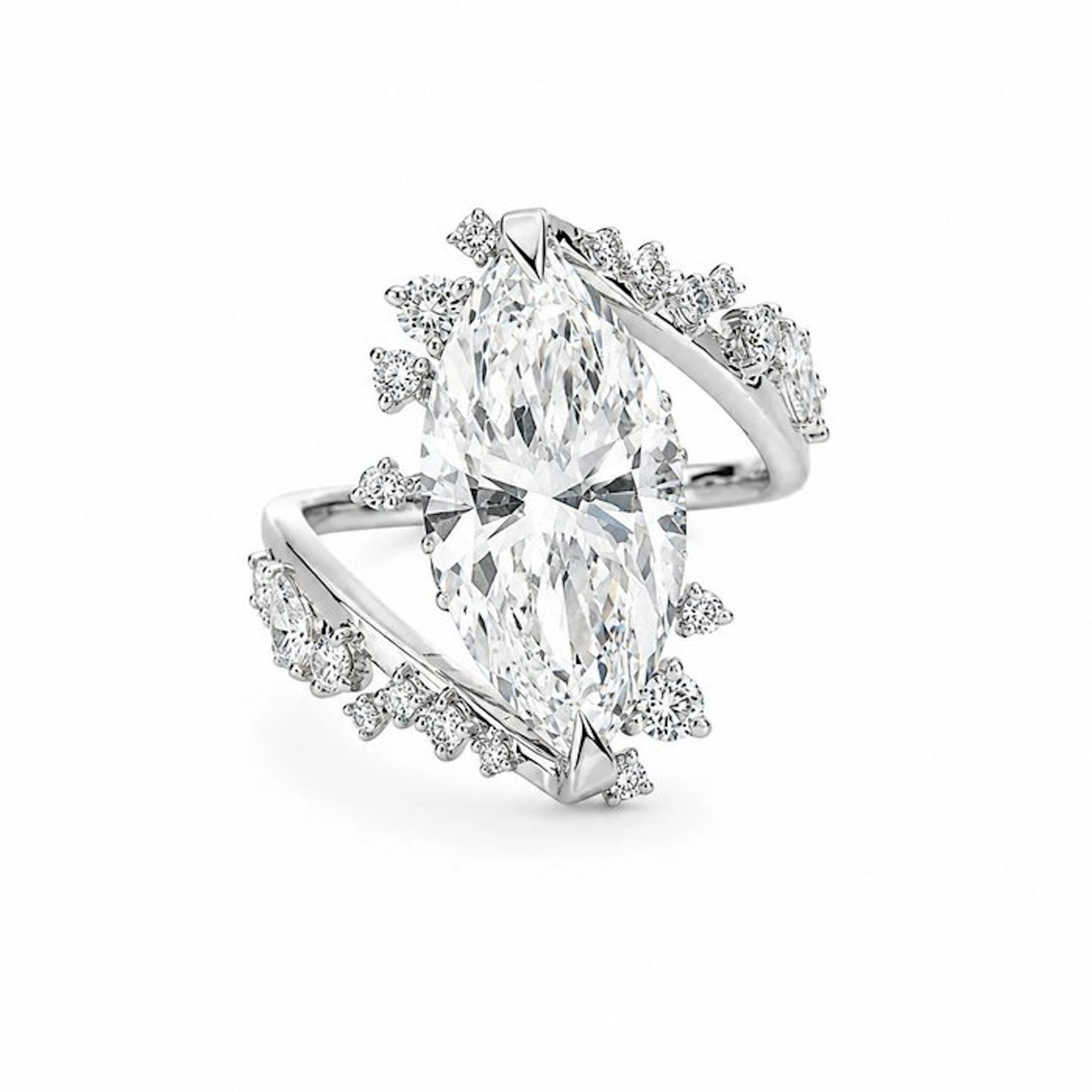 Ring - 18 kt. White gold - 6.42ct. tw. Diamond (Lab-grown) - Diamond