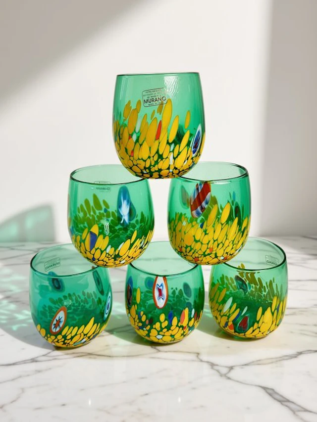 MurArt - Drinking set (6) - Glass - Set of six glasses - Millefiori Murrine