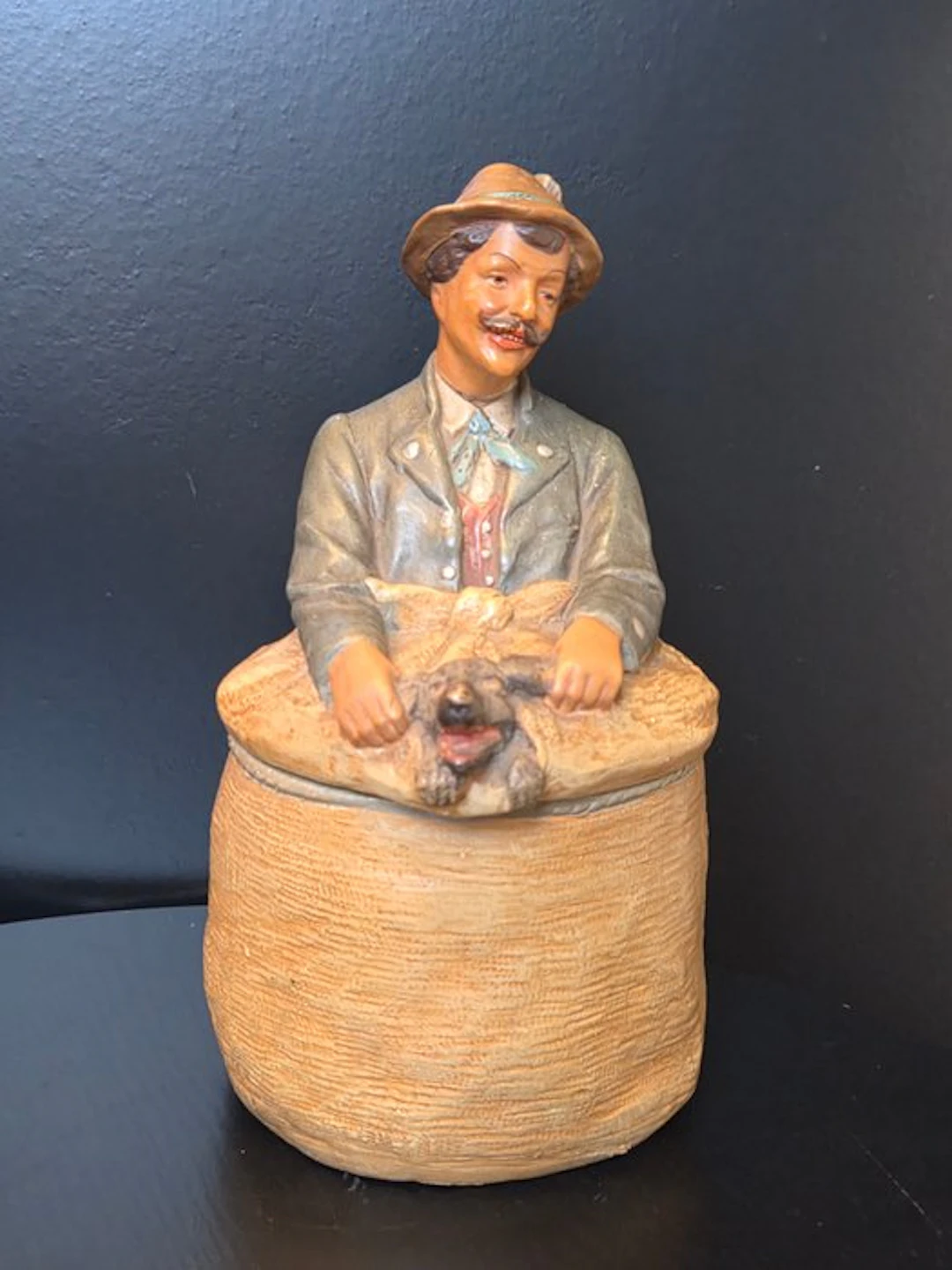 Jar - Antique Terracotta Tobacco Jar Figural Humidor