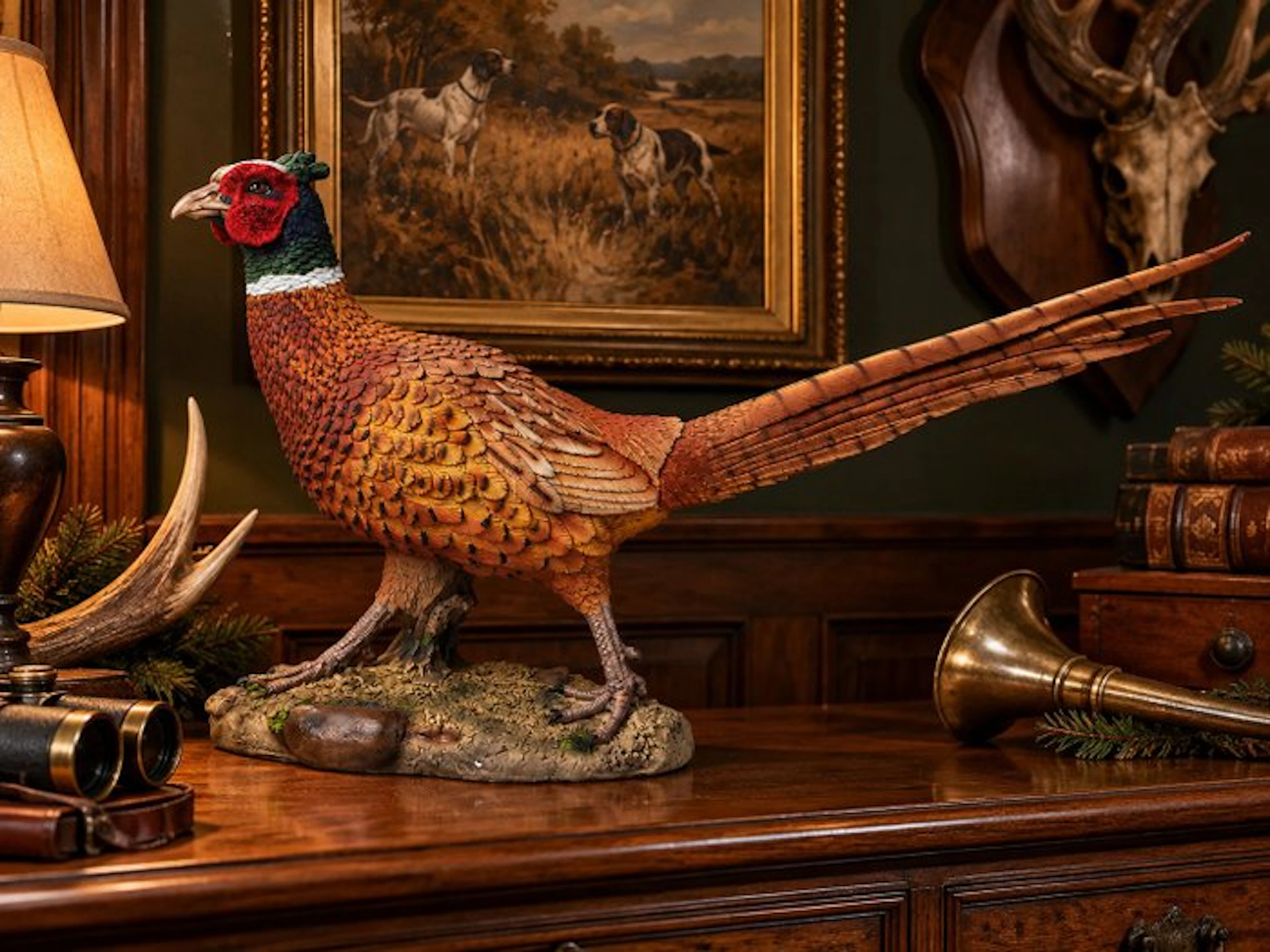 Statue, Pheasant male - 39 cm - polyresin