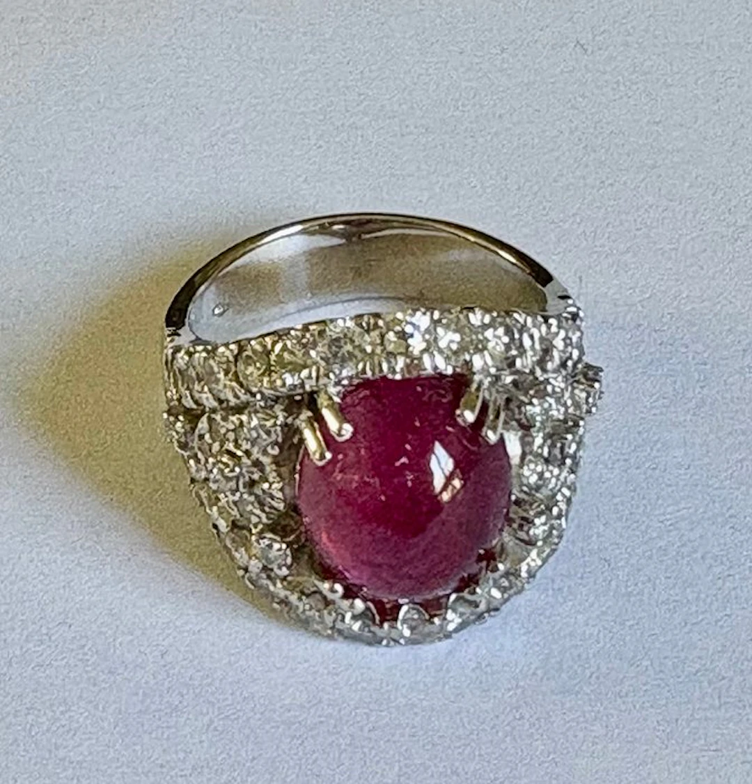 Ring - 18 kt. White gold Tourmaline - Diamond - Made in Italy - Handmade