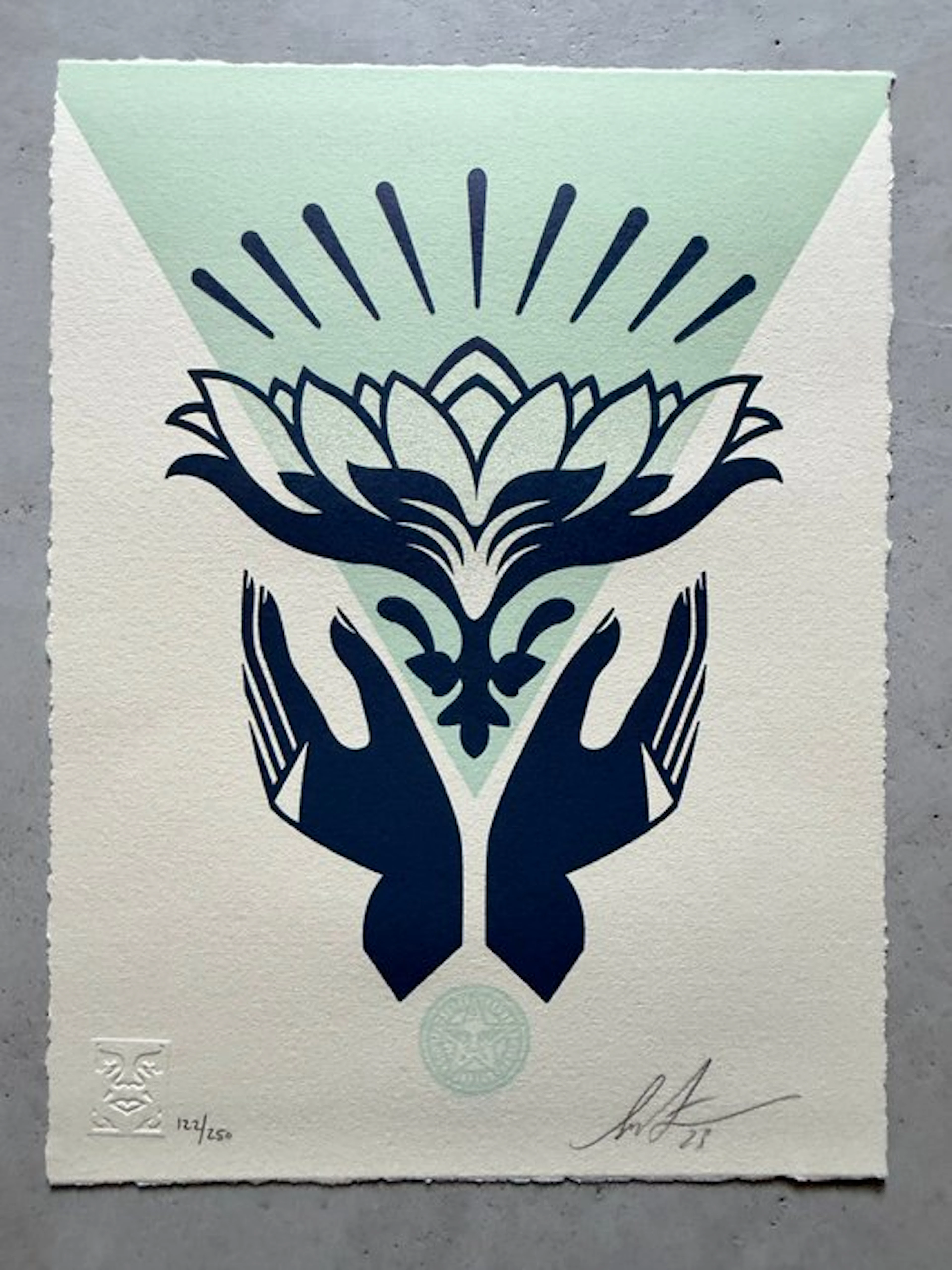 Shepard Fairey (OBEY) (1970) - Lotus Hands (teal)