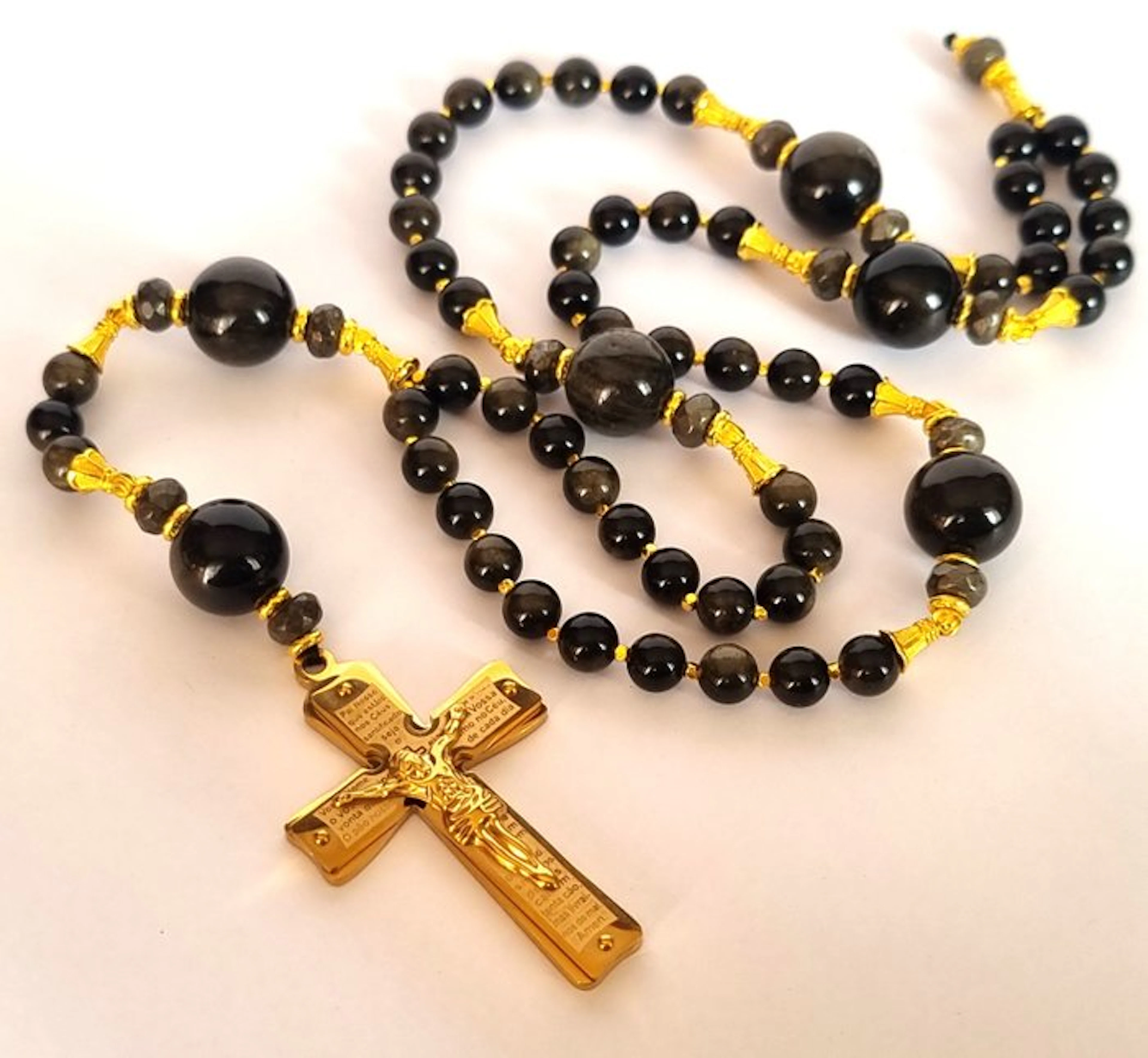 Silver Obsidian and Pyrite - Rosary of Divine Light...