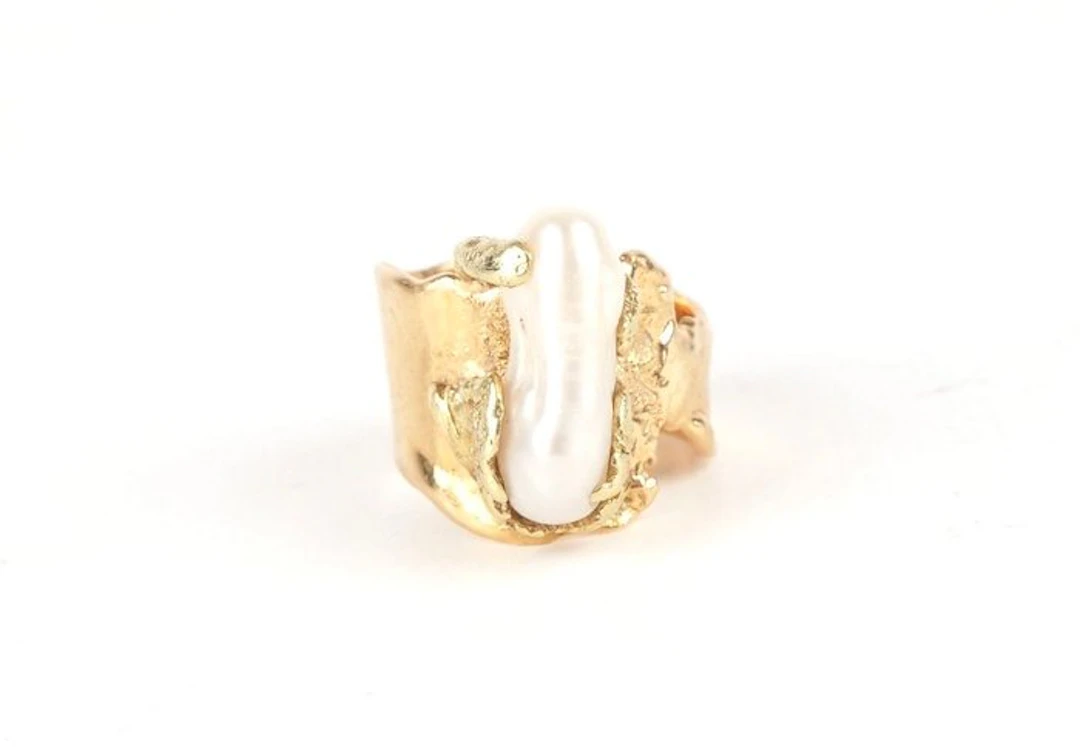 Cocktail ring - 18 kt. Yellow gold - 2.00ct. tw. Pearl - Roland Schad Ring