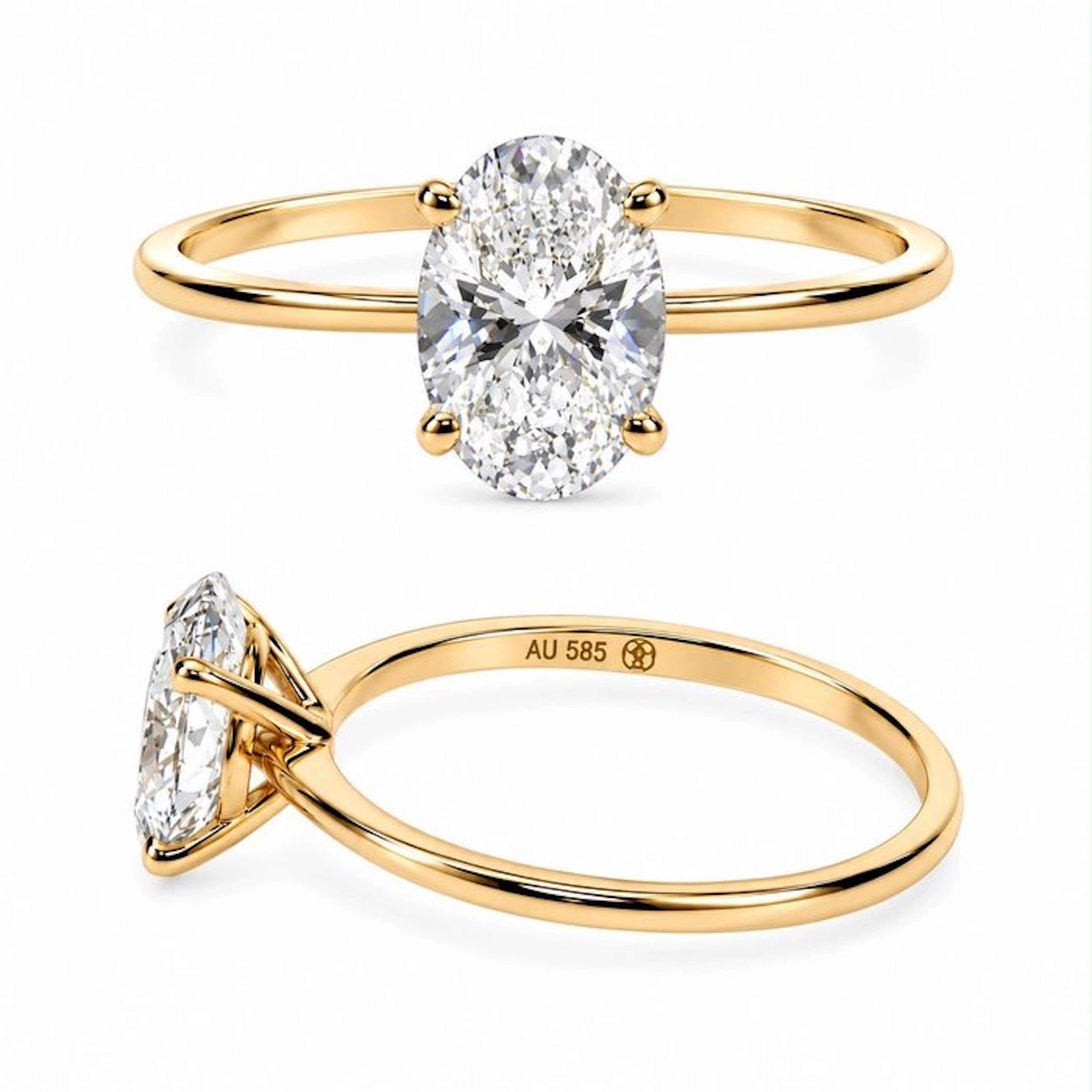 No reserve price - Ring - 14 kt. Yellow gold - 1.05ct. tw. Diamond (Lab-grown)