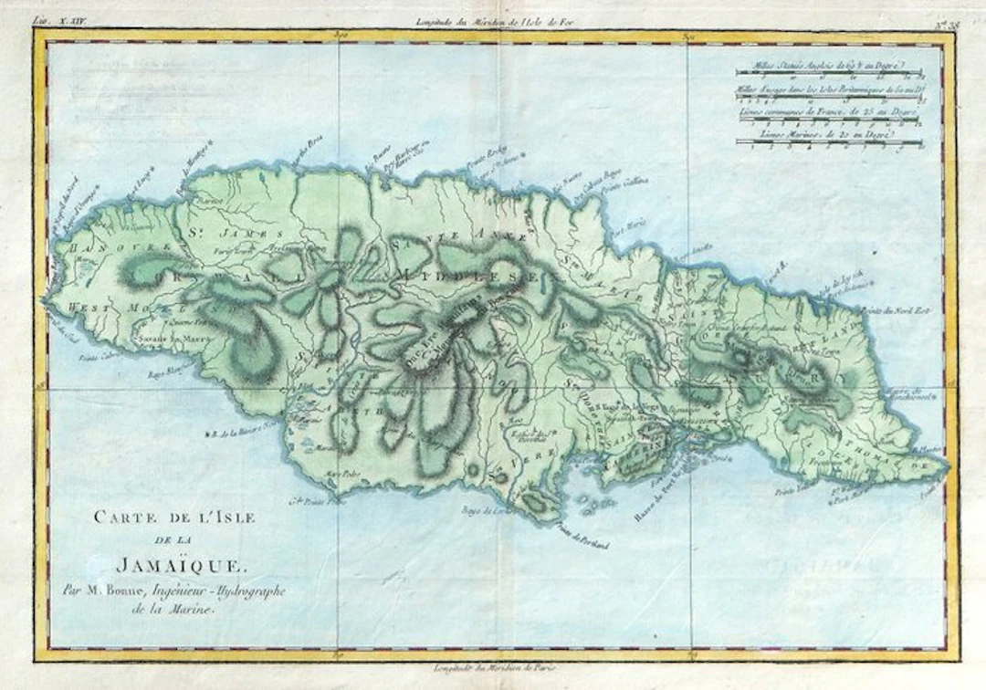 Jamaica - .; Bonne / Raynal - Carte de l'isle de la Jamaique - 1780