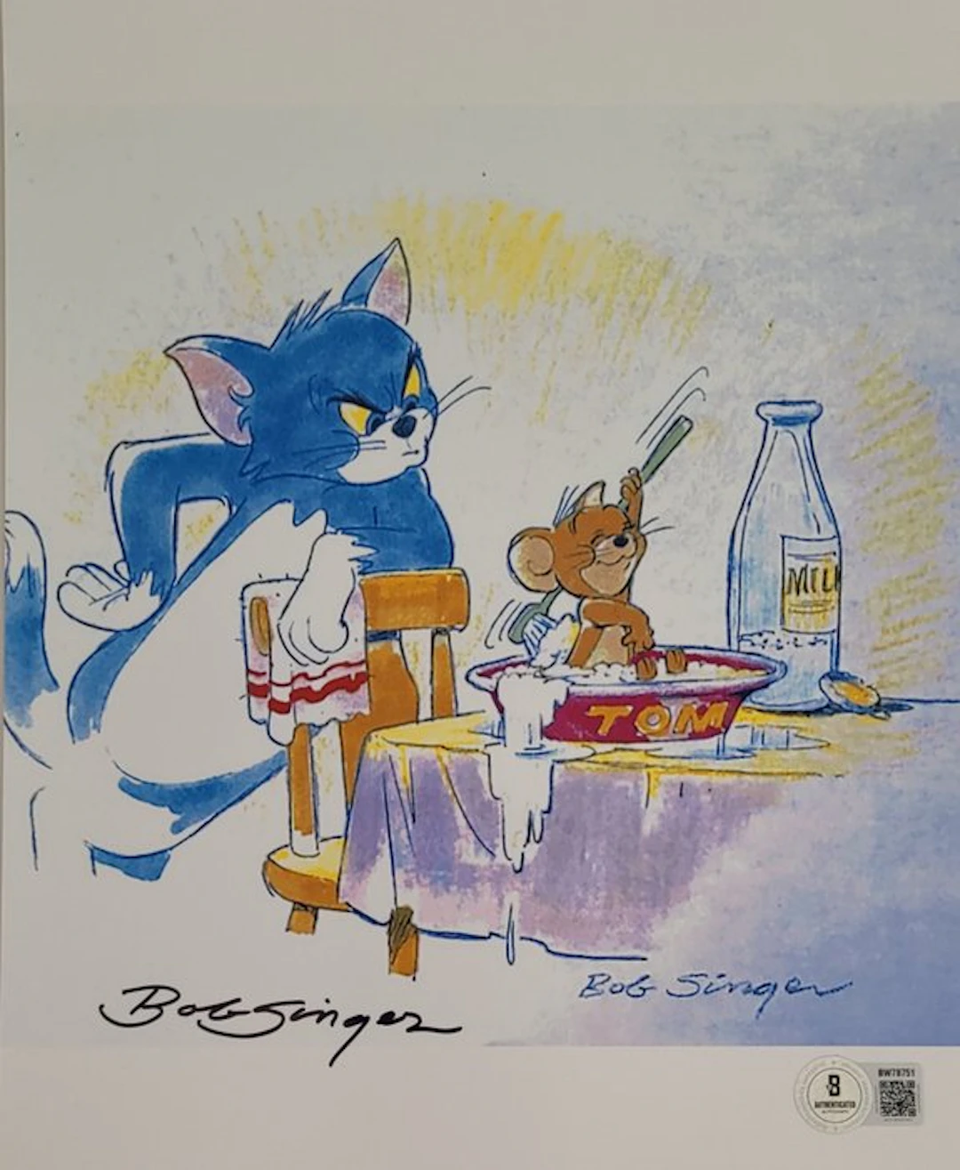 Tom & Jerry - Hanna Barbera - Bob Singer - Autograph, Photo With Beckett COA