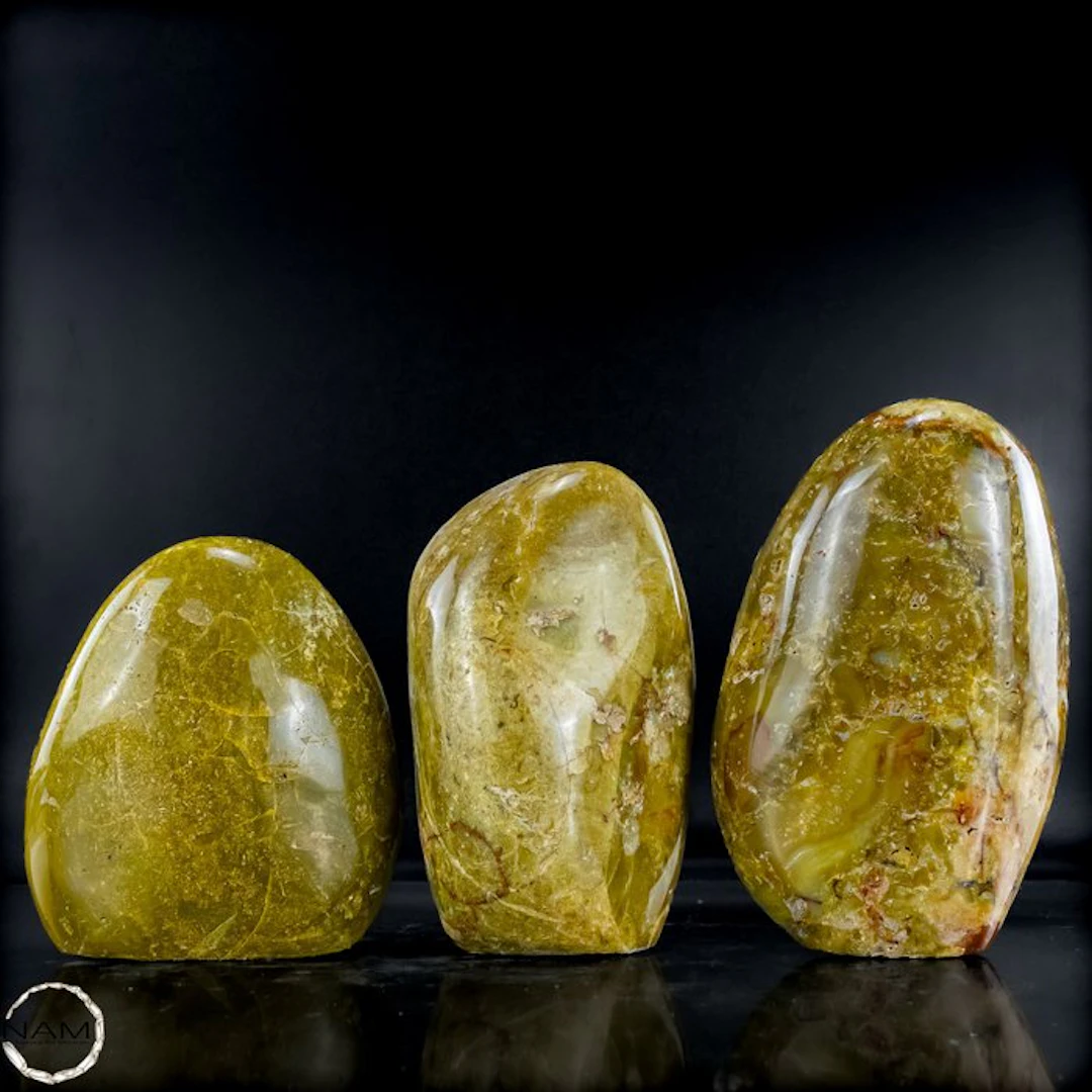 Green Opal – Green opal freeform set – Three unique...