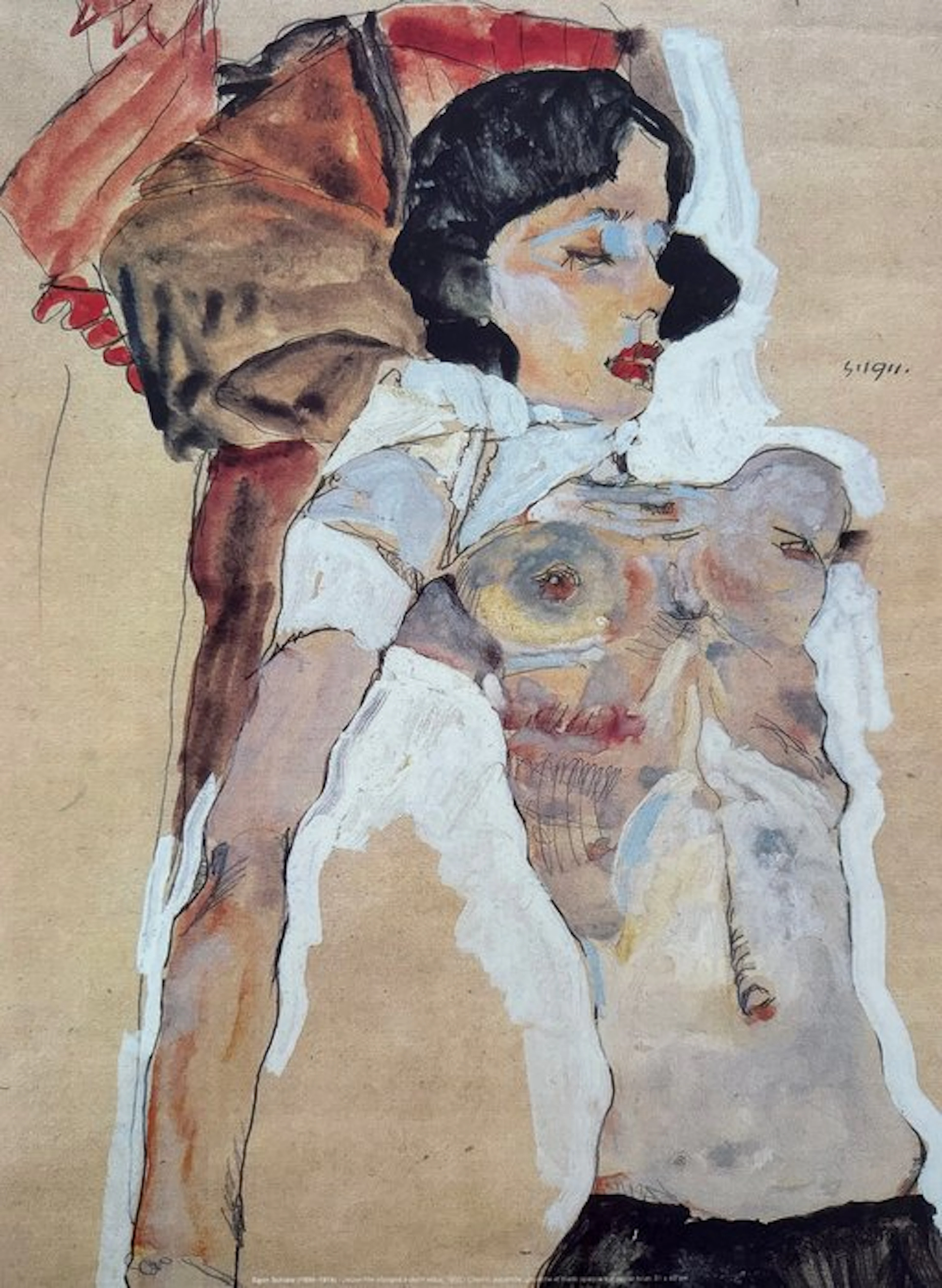 Egon Schiele - “Jeune fille allongée à demi vêtue
