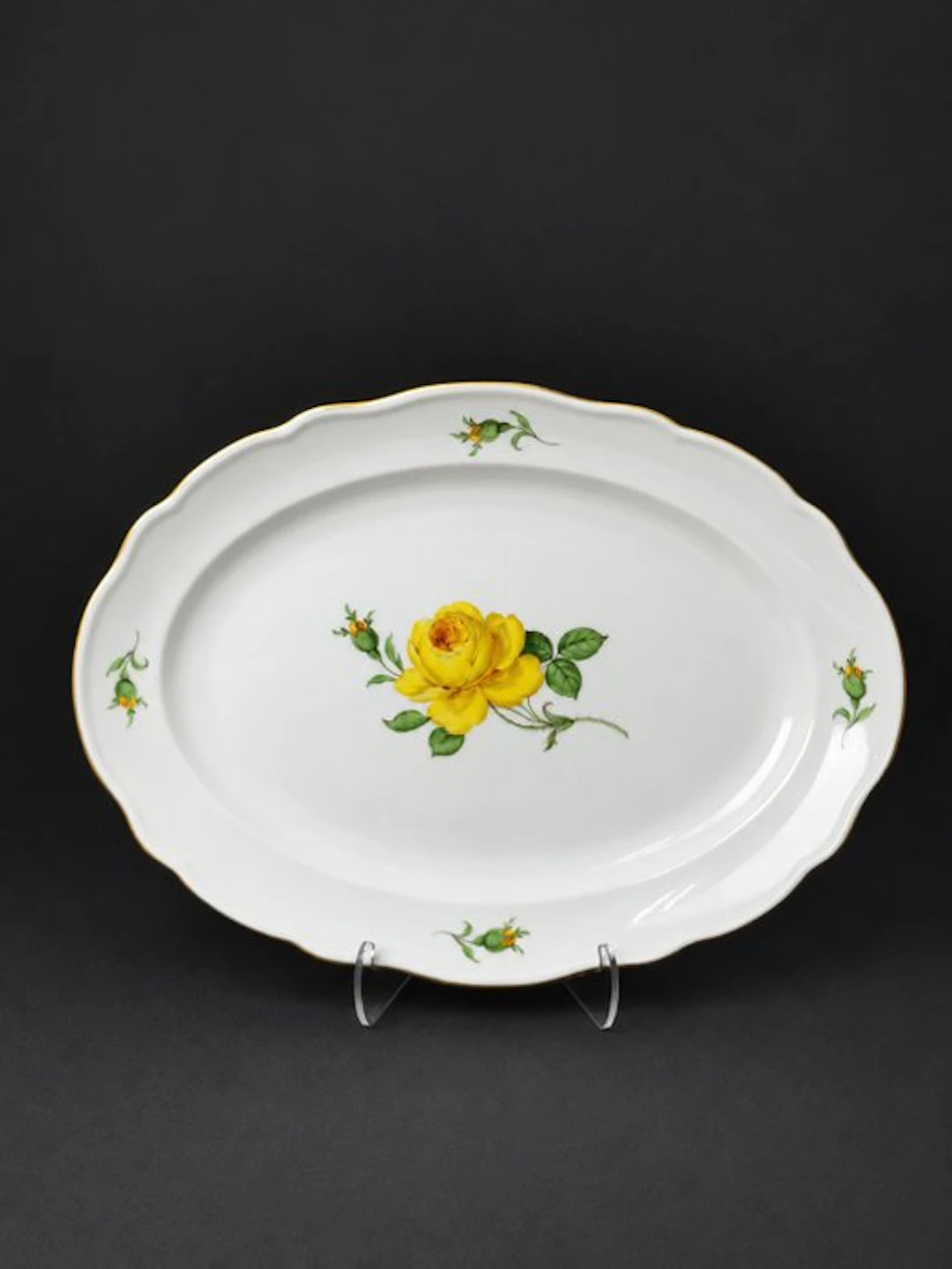 Meissen - Rosa gialla - Piatto ovale - L